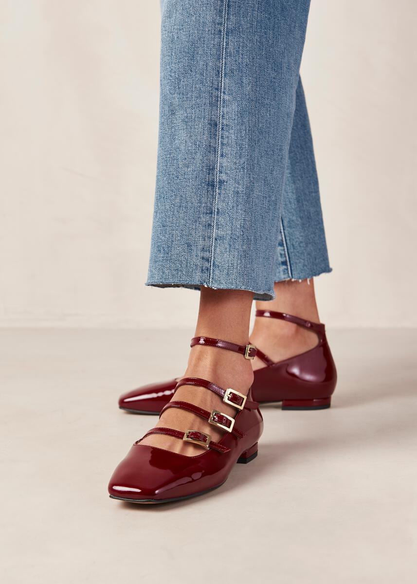 Luke Onix Wine Burgundy Leather Ballet Flats