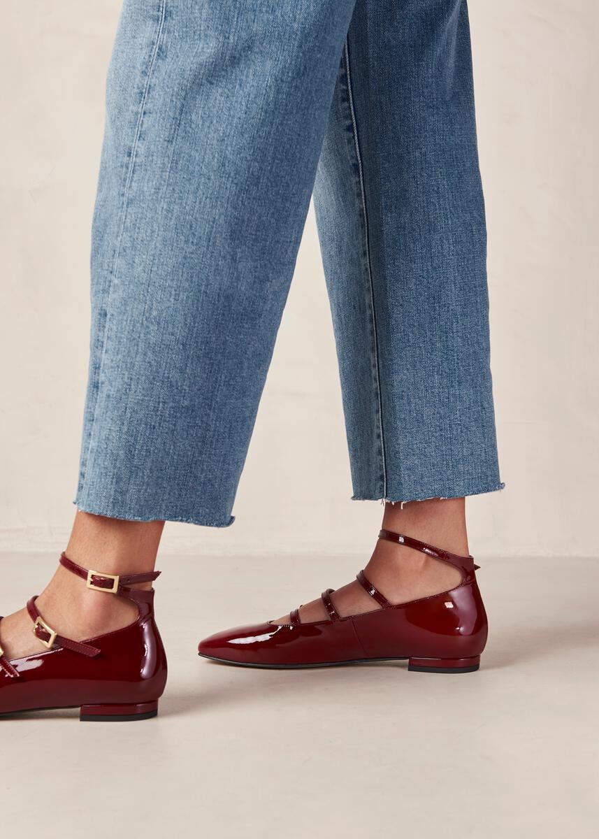 Luke Onix Wine Burgundy Leather Ballet Flats