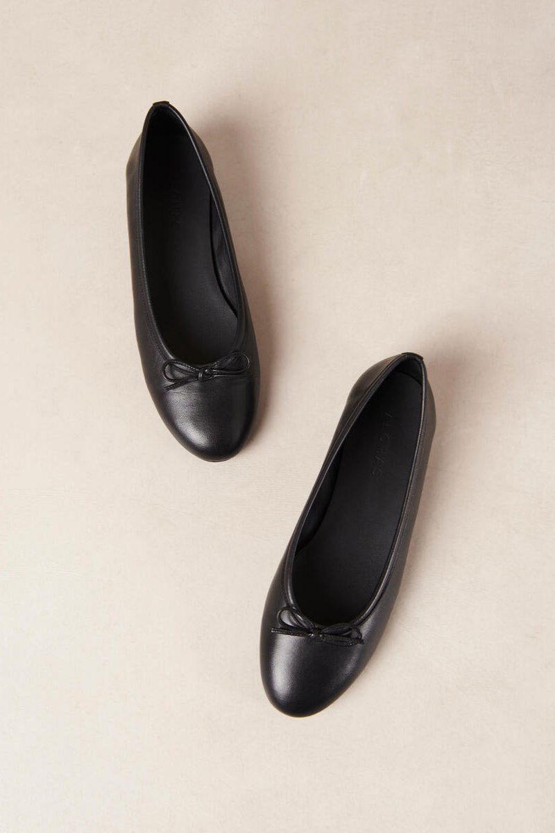 Oriana Black Leather Ballet Flats