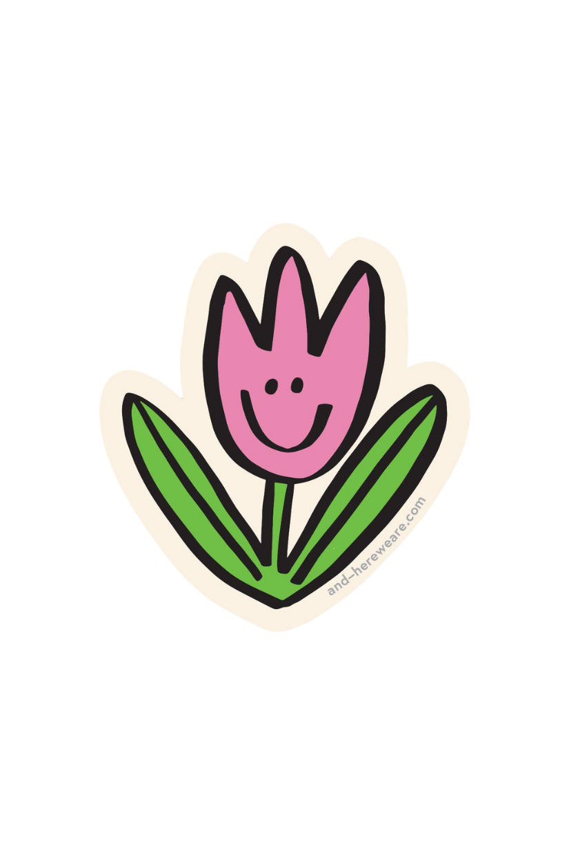 Happy Tulip Garden Flower Vinyl Sticker