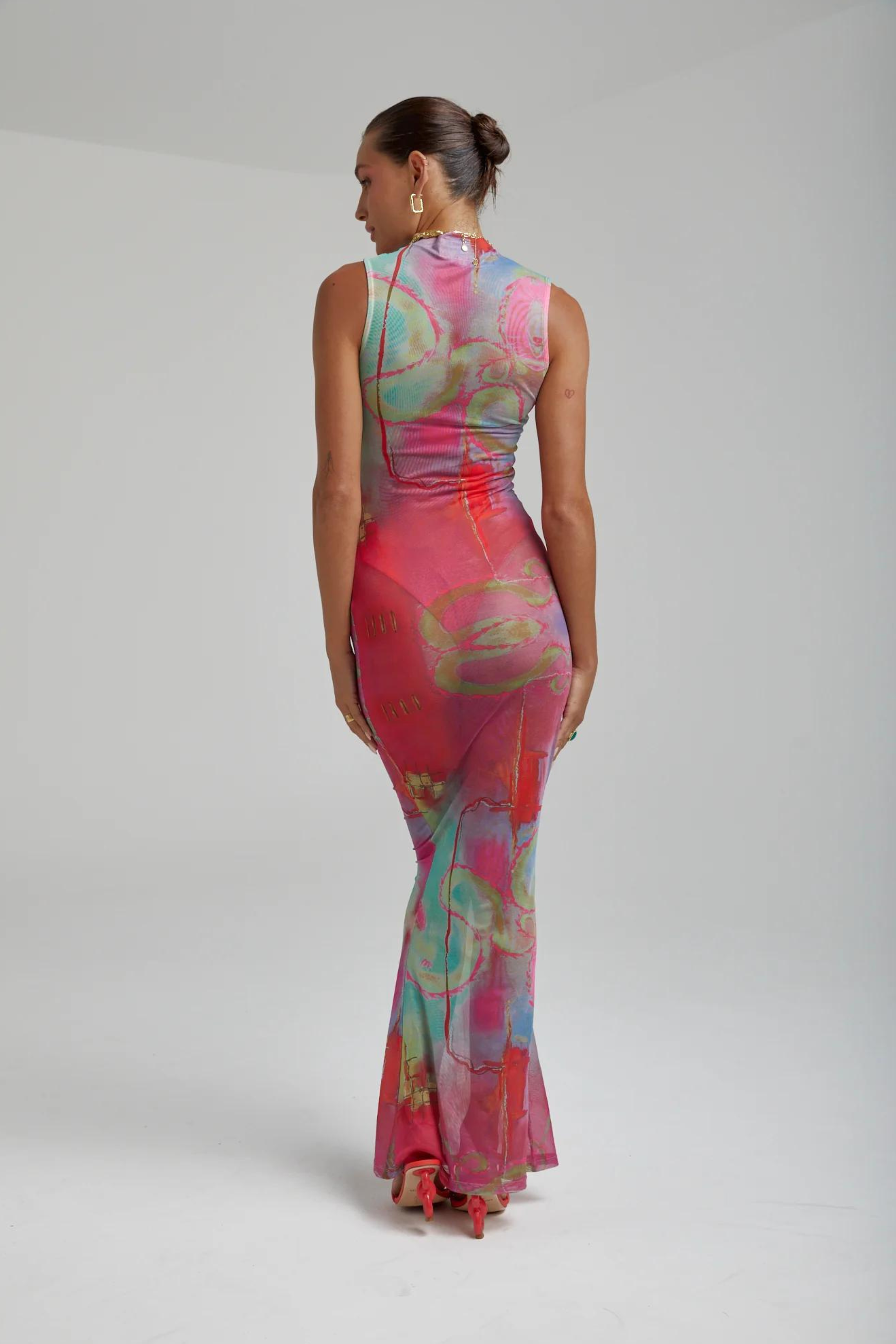 Mesh Maxi Dress Dragon Blaze