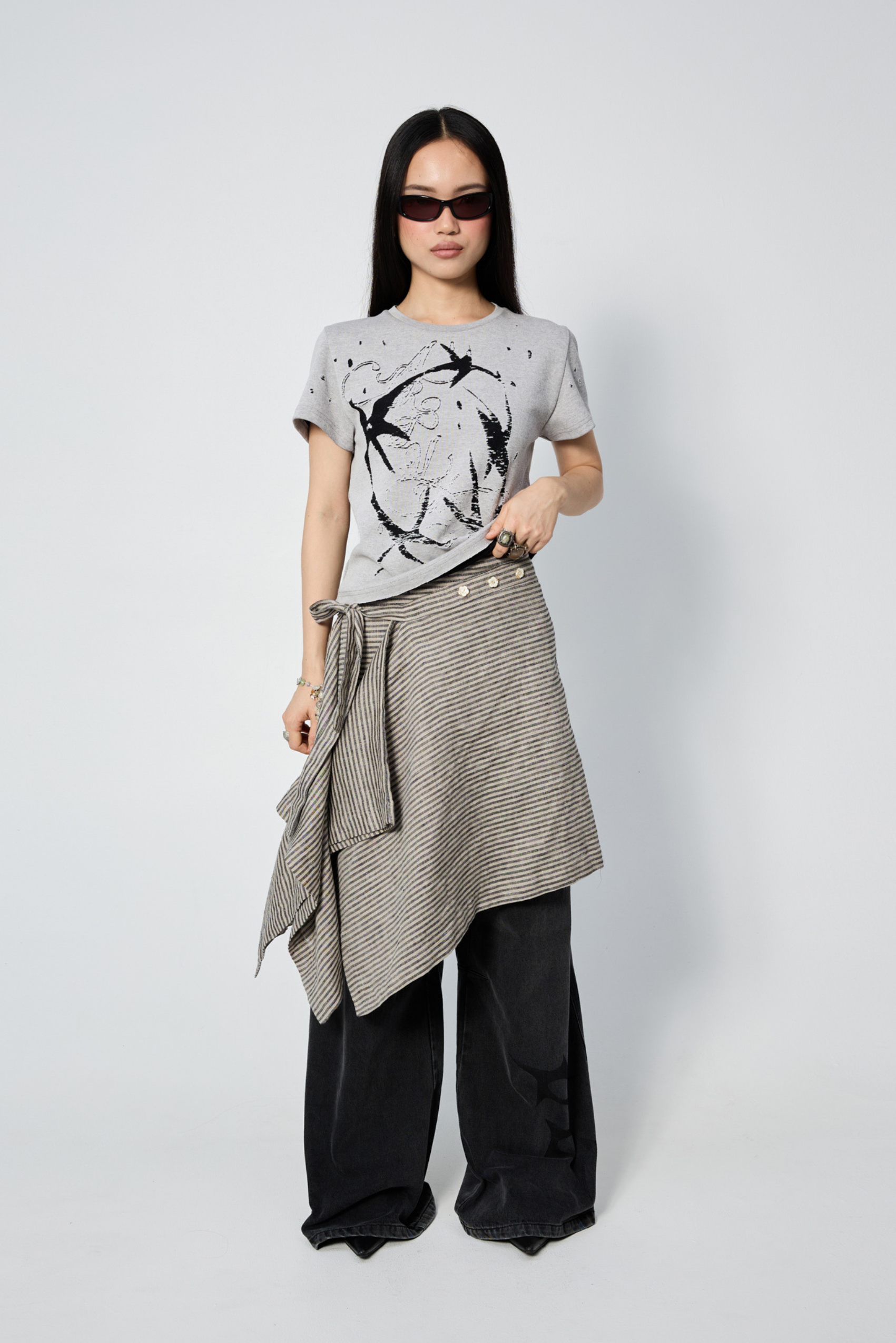 Origami Skirt Earth Stripe