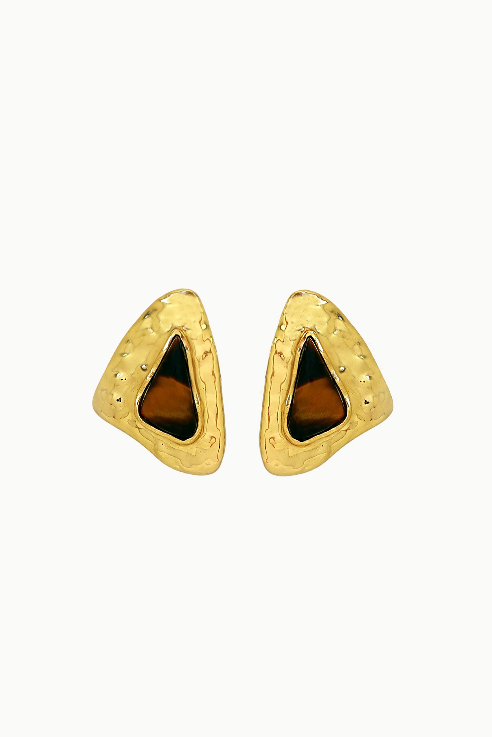 Mikaela Earrings Gold Tigers Eye