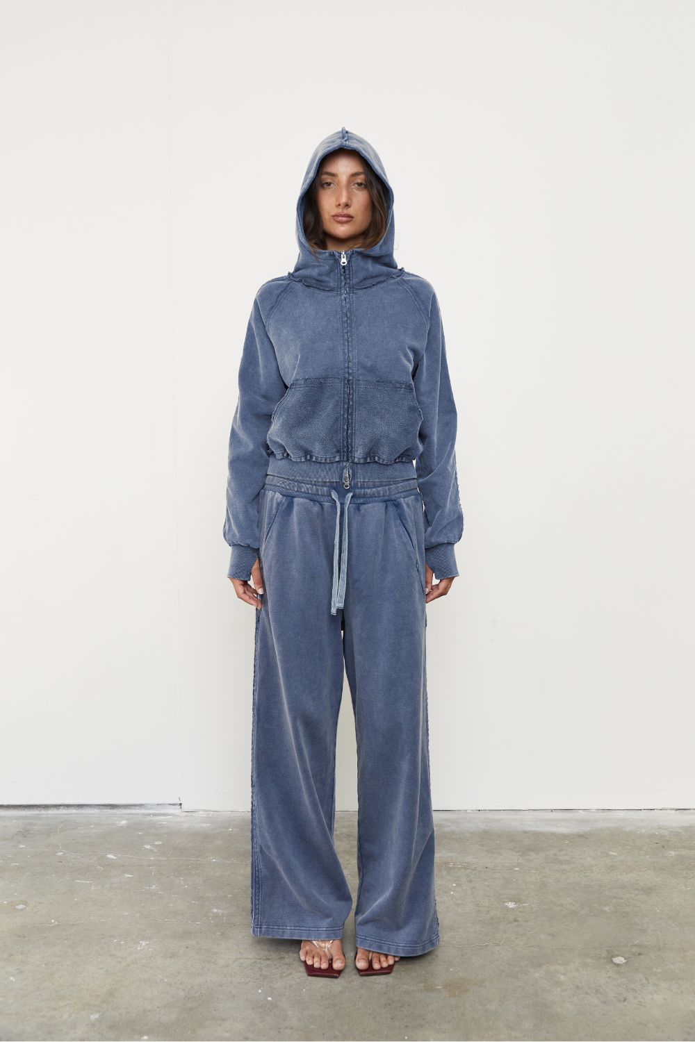 Zip Up Hoodie Sky Acid Wash