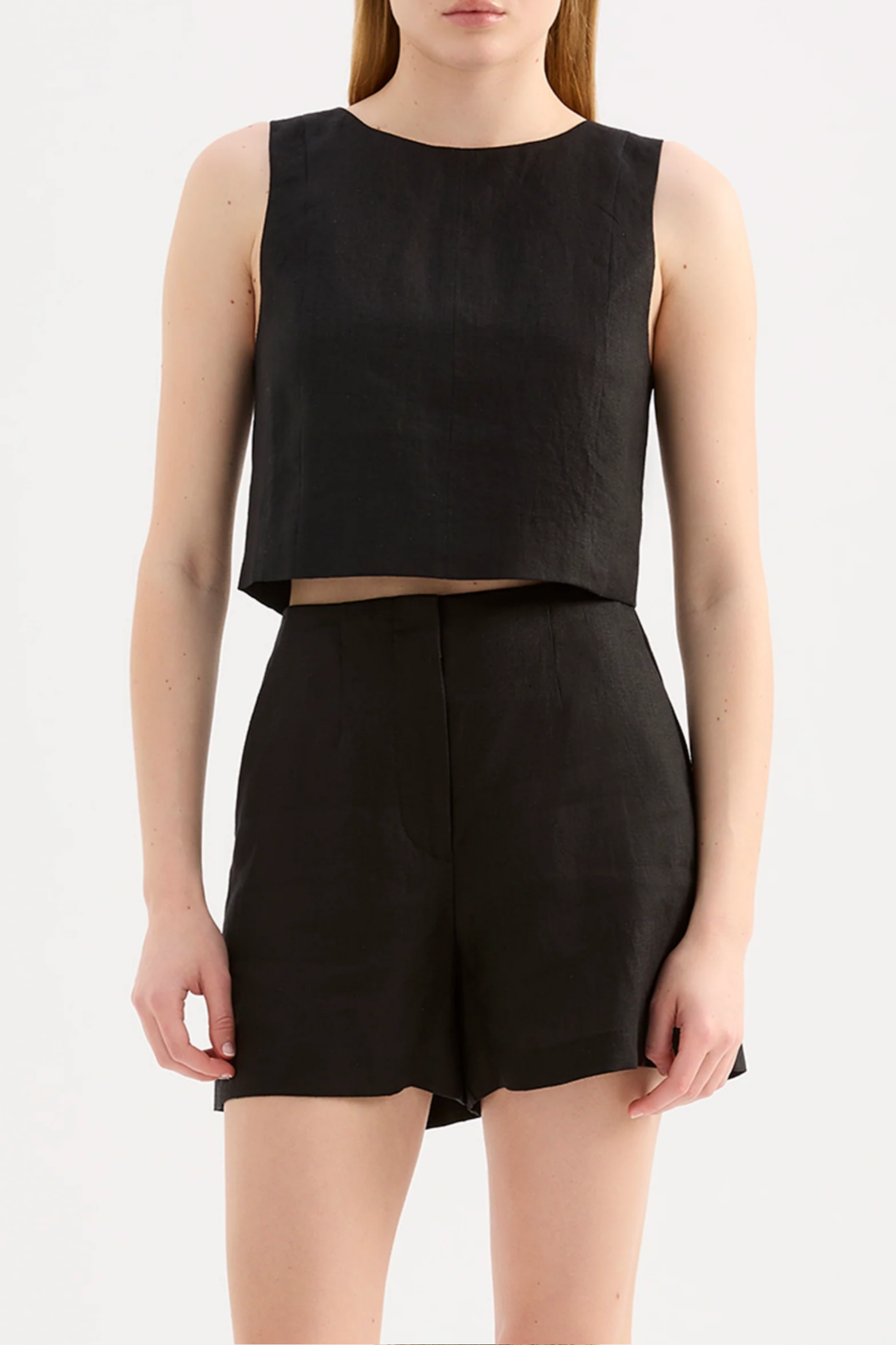 Marli Linen Top Black