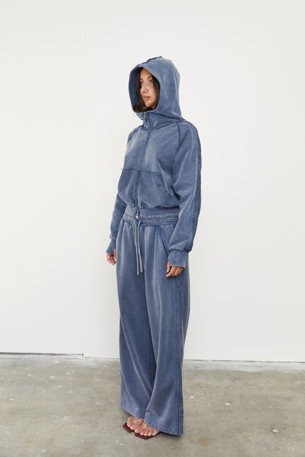 Zip Up Hoodie Sky Acid Wash