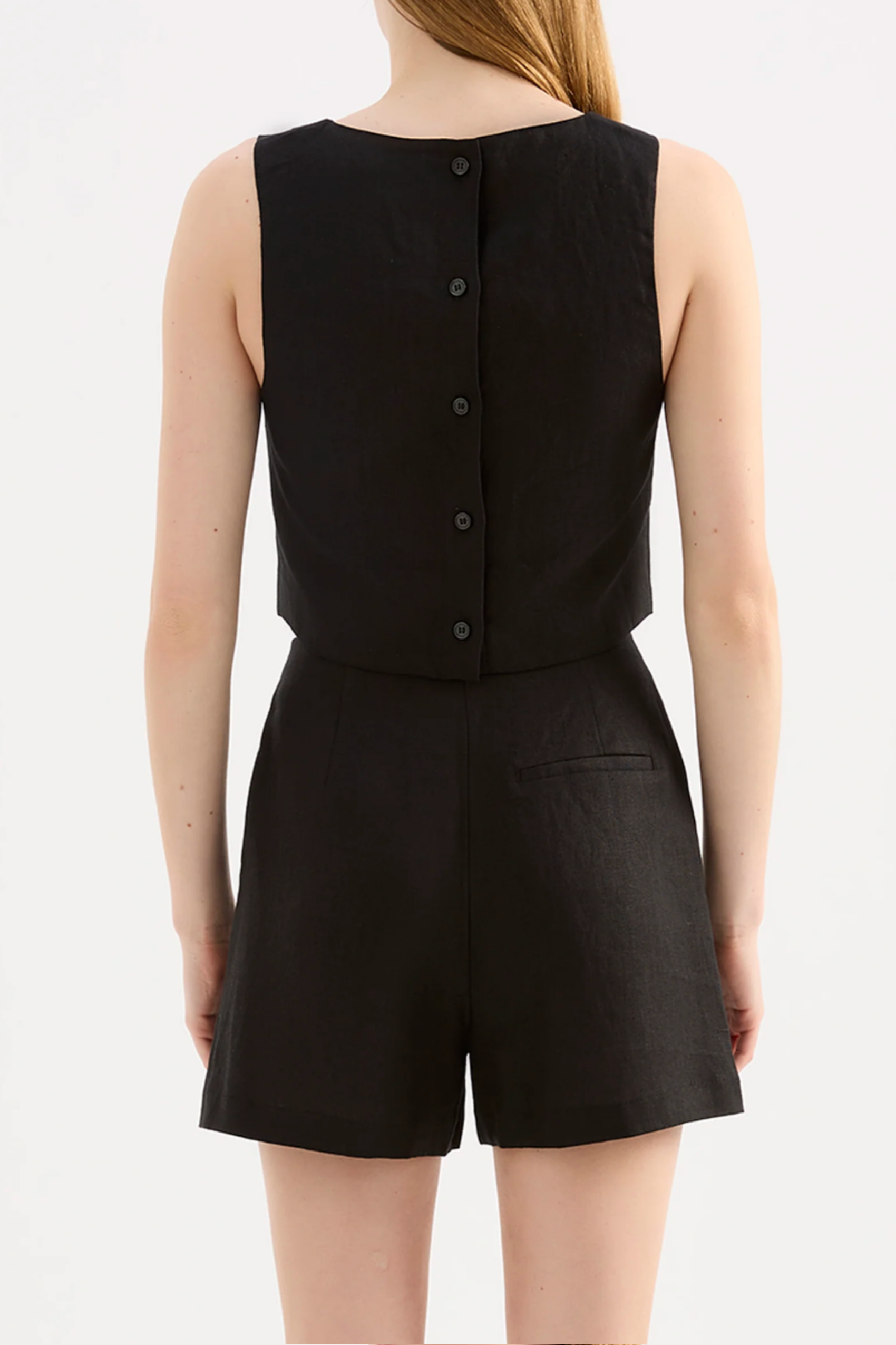 Marli Linen Top Black