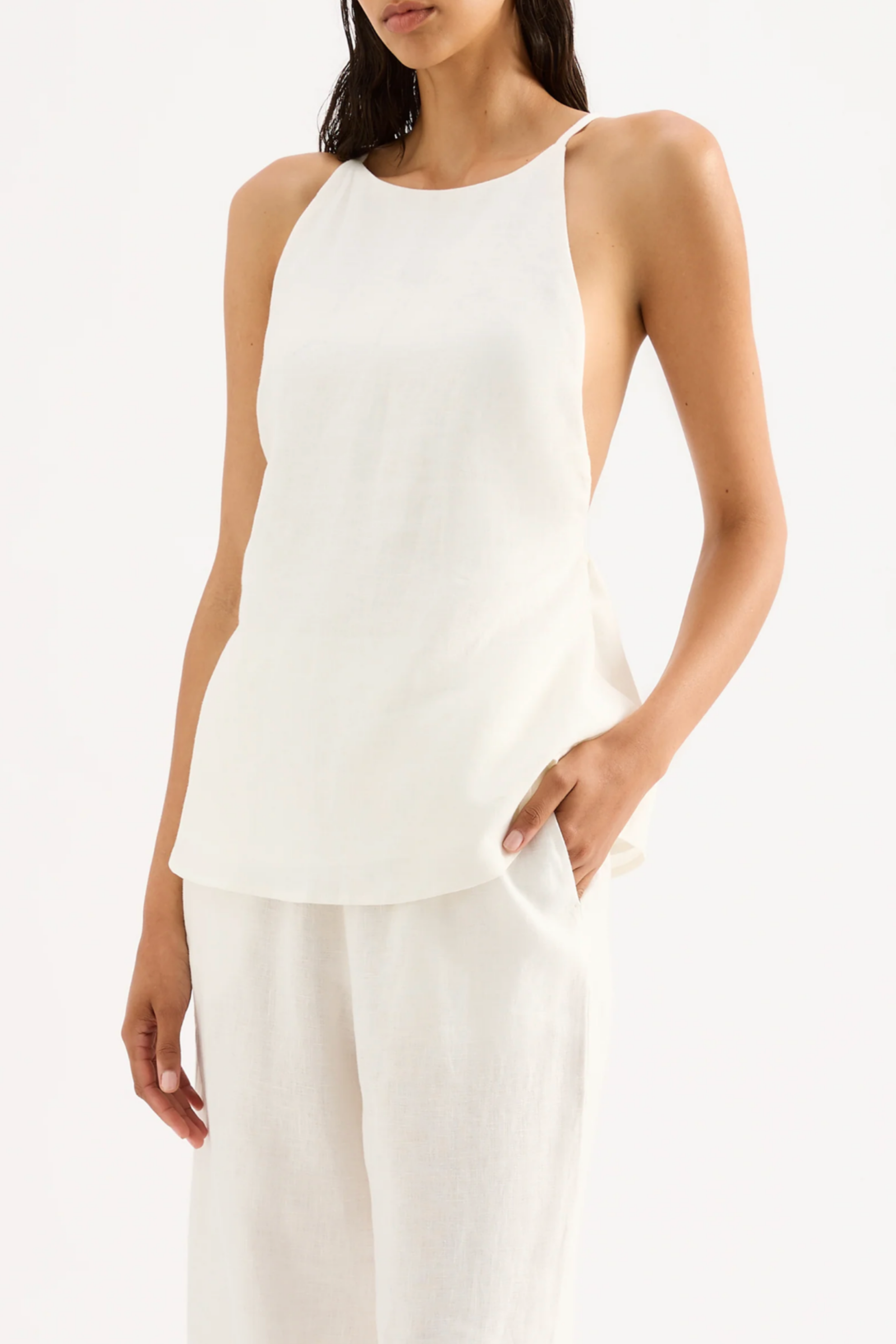 Ziba Linen Top White