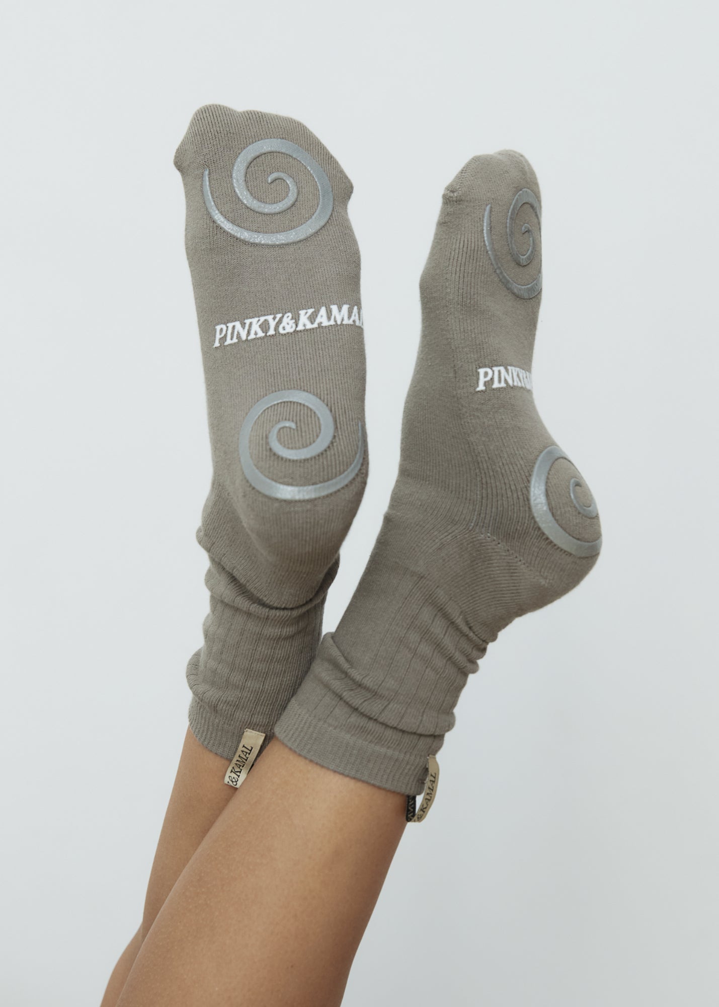 Pilates Spiral Grip Sock Pebble Grey