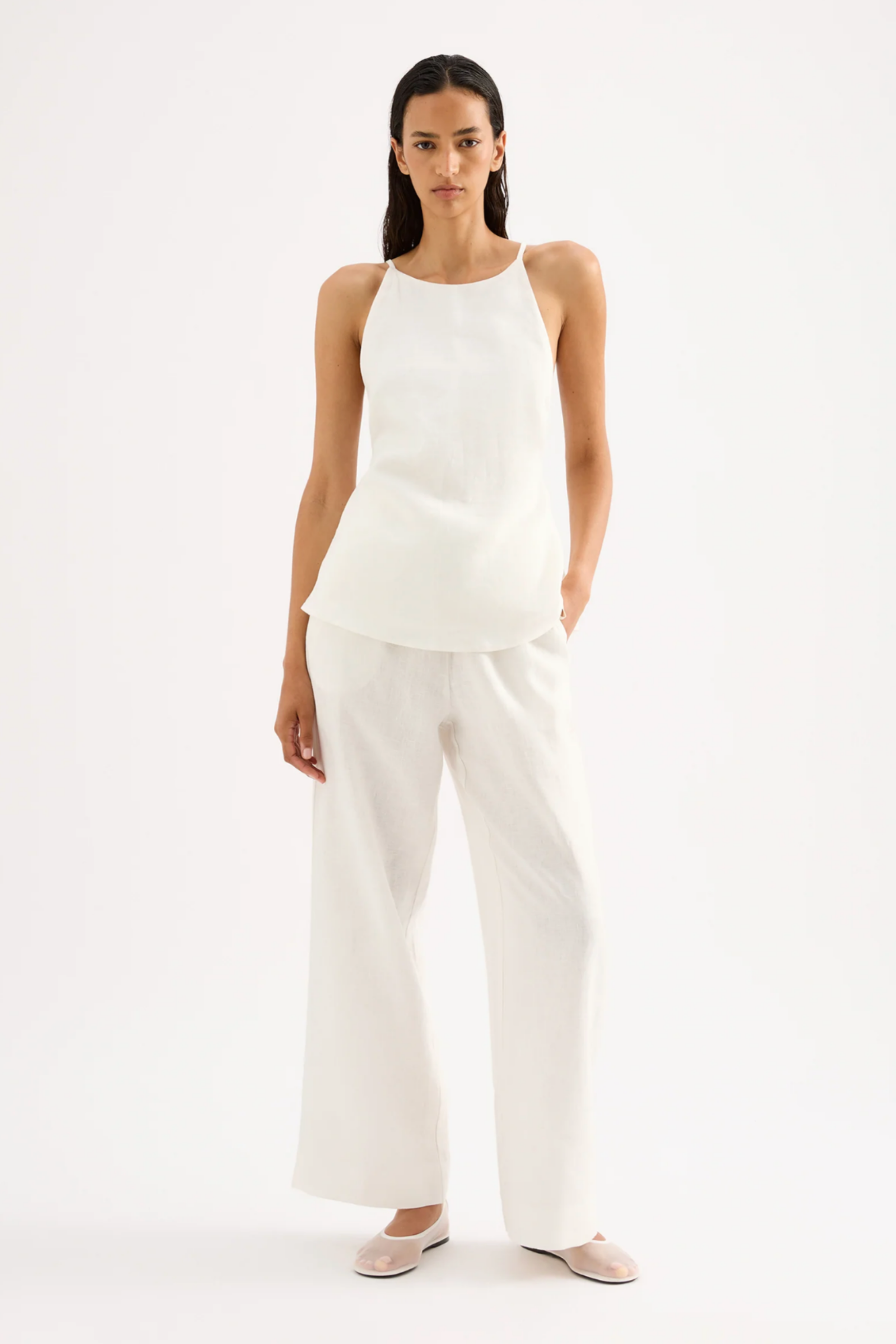 Ziba Linen Top White