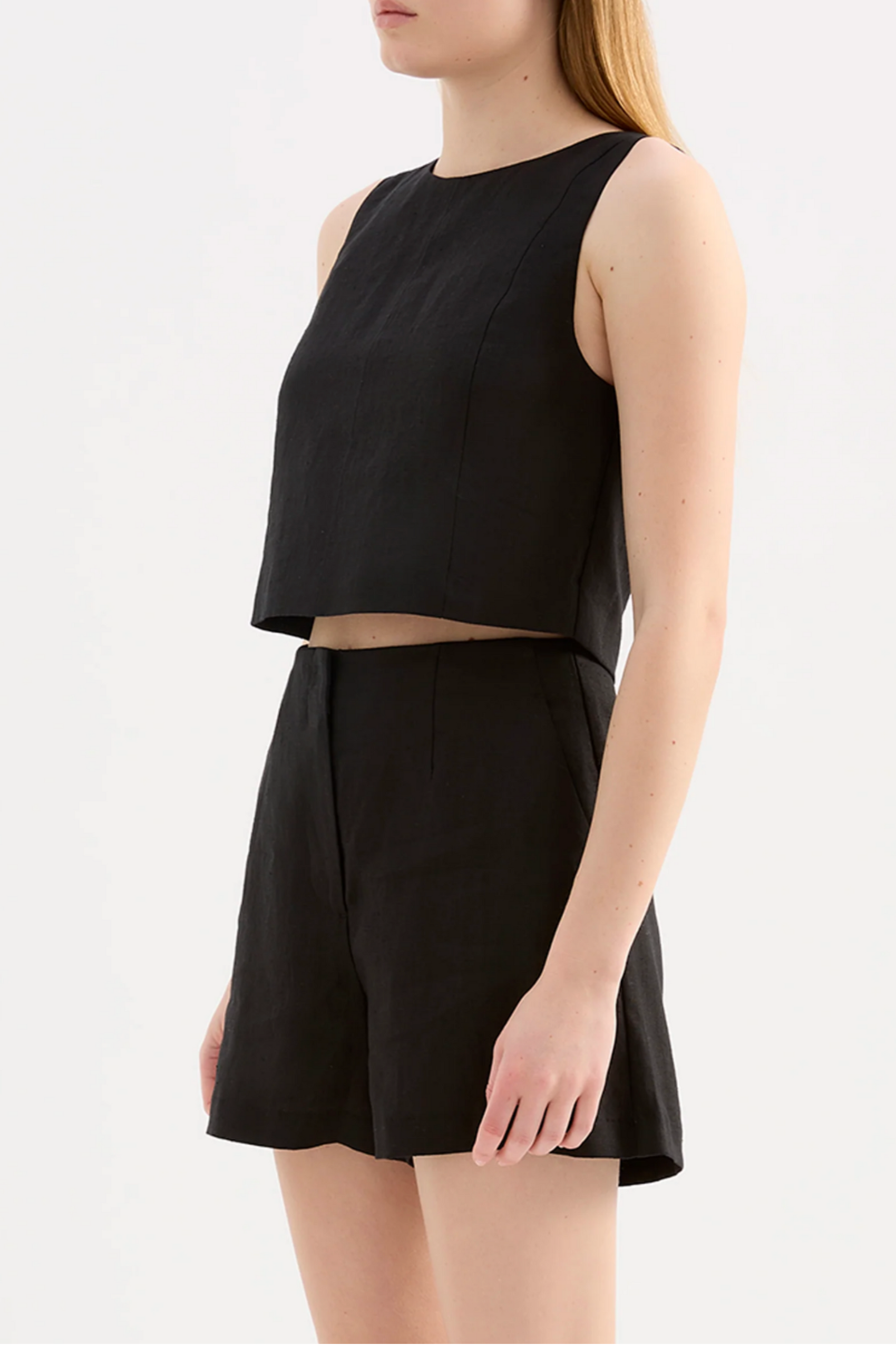 Marli Linen Top Black