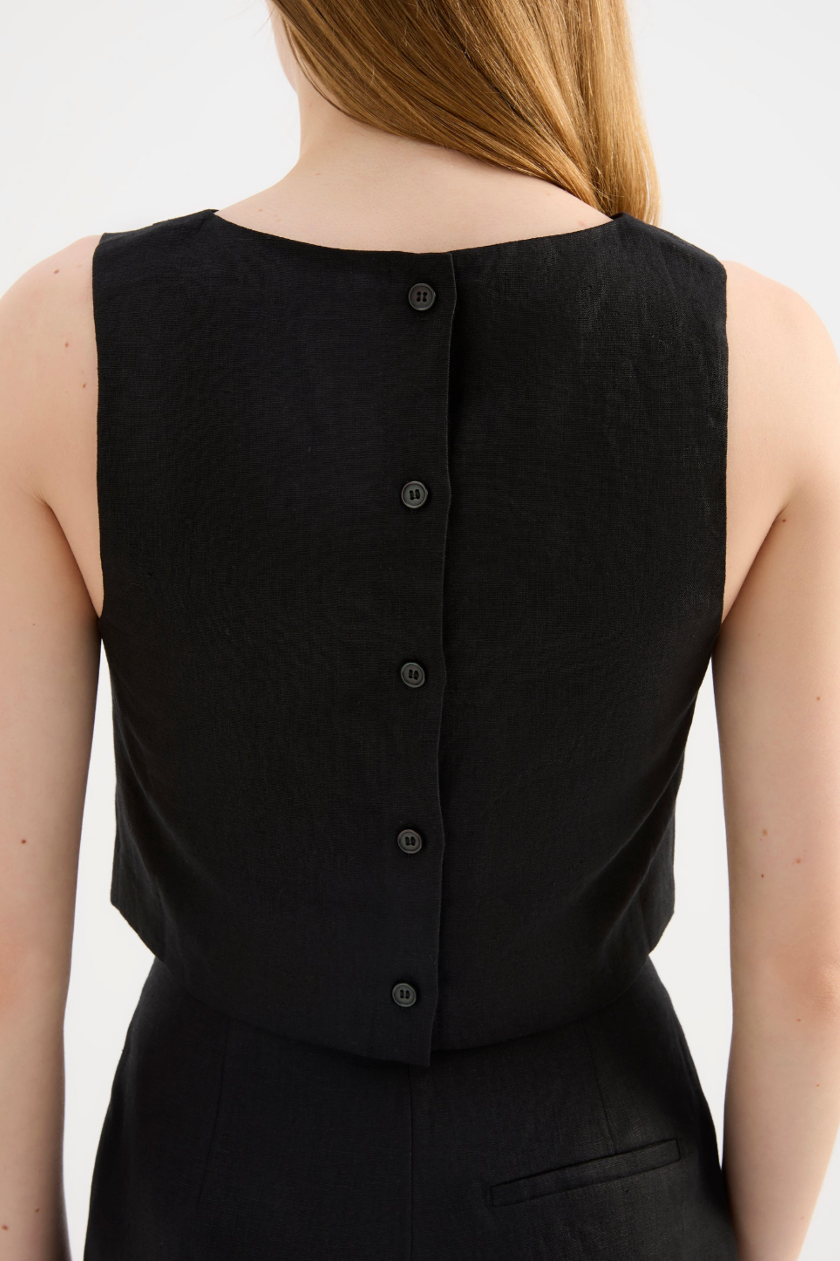 Marli Linen Top Black