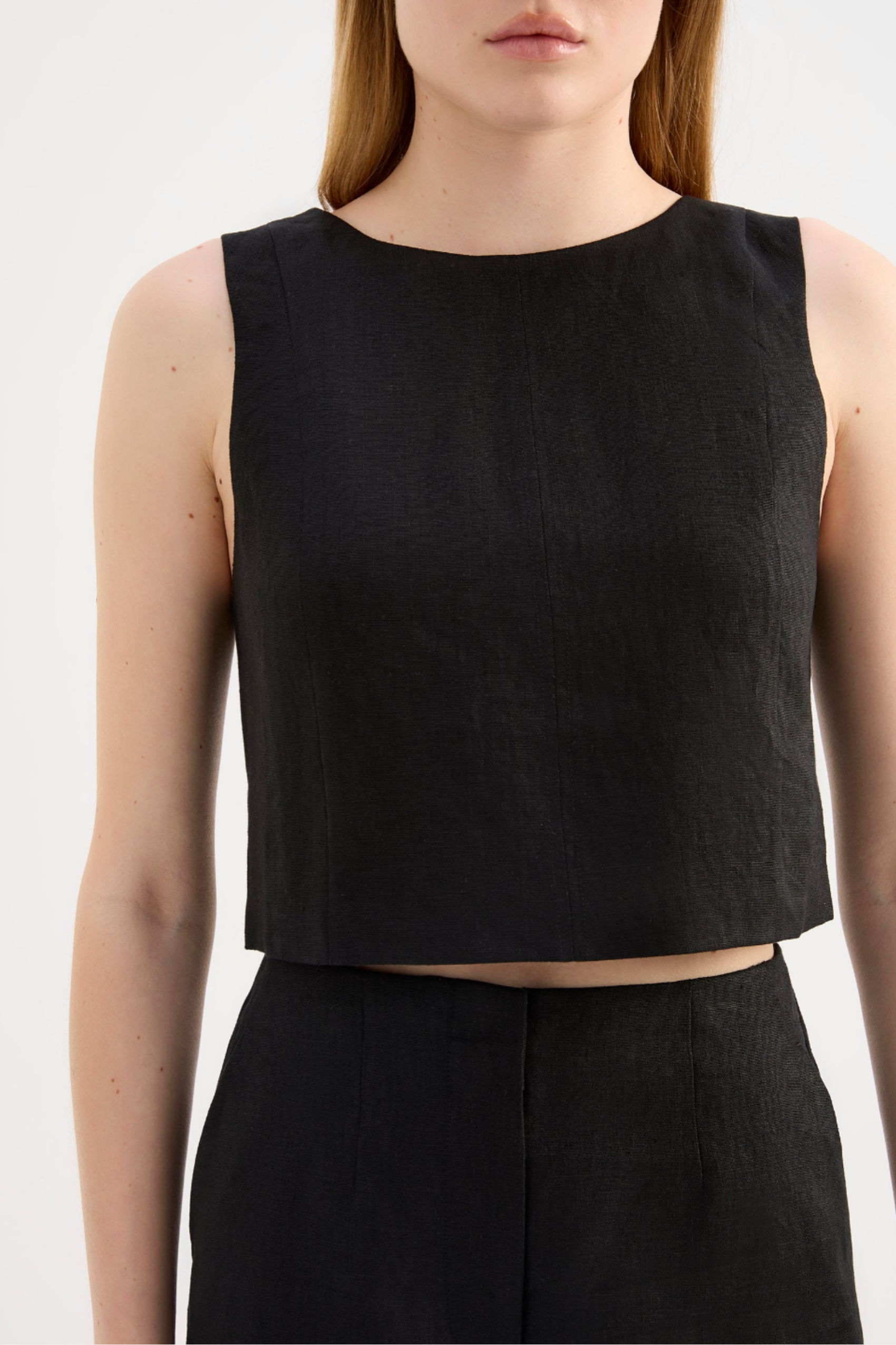 Marli Linen Top Black