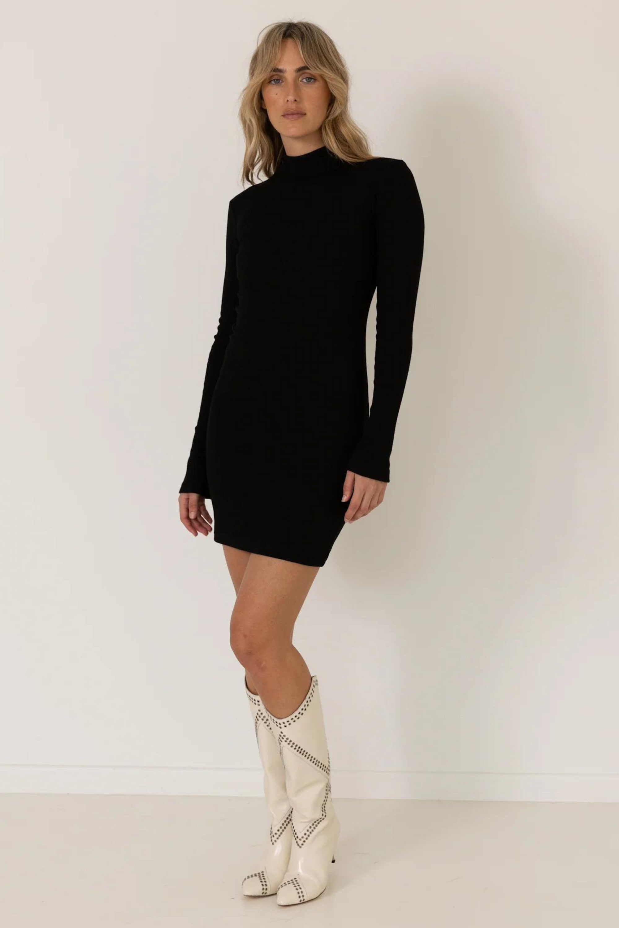 Long Sleeve Mini Dress Black