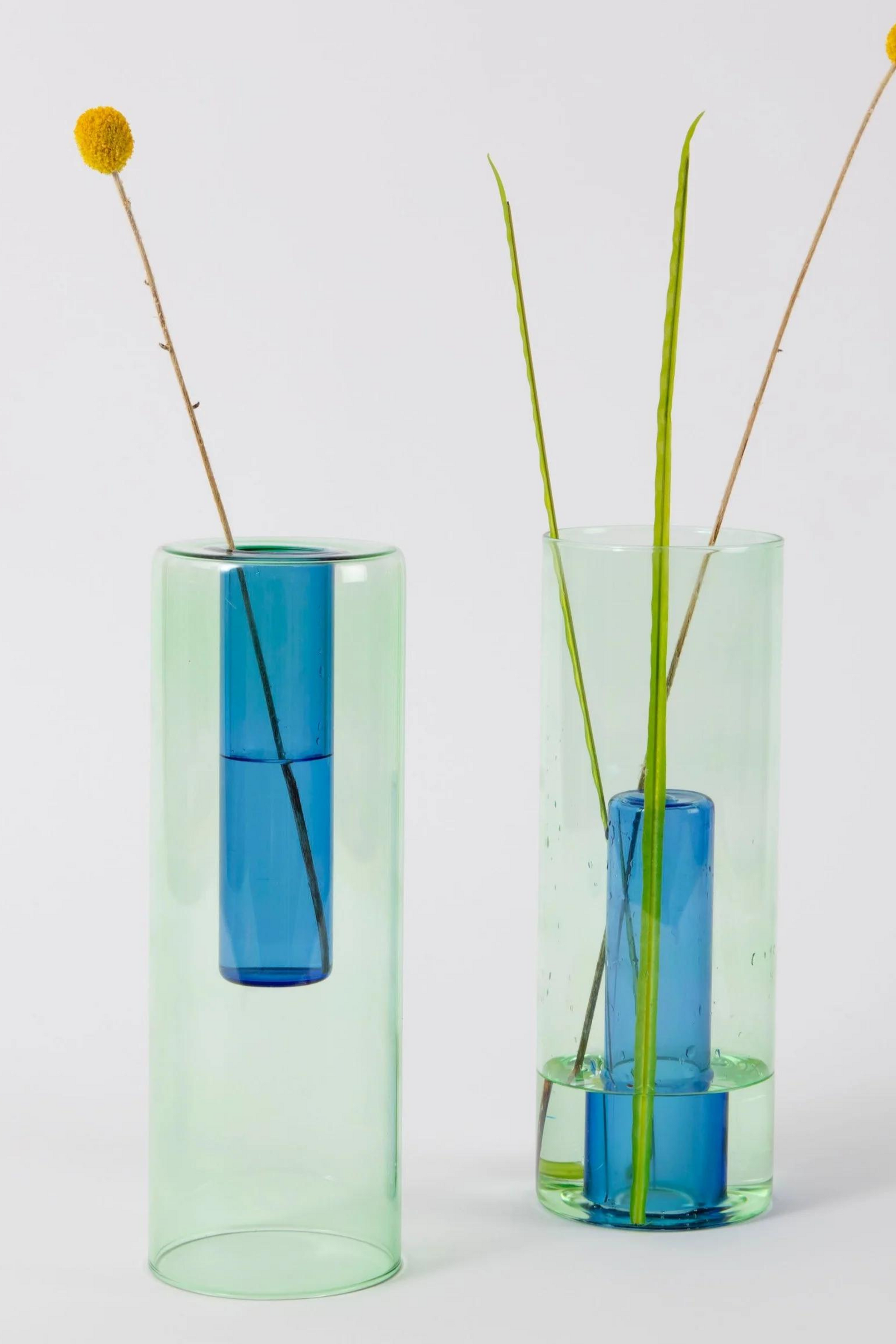 Reversible Glass Vase Green/Blue