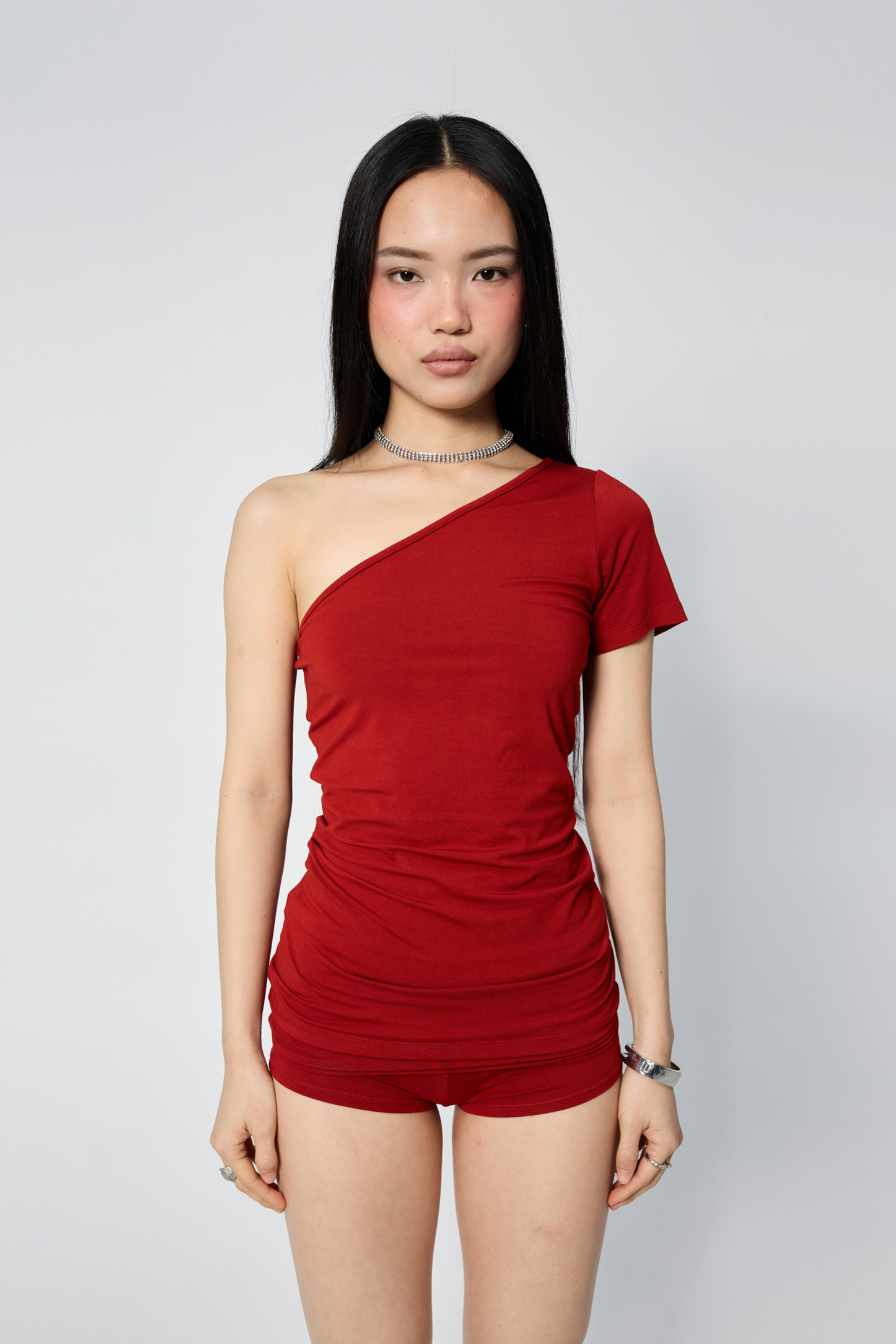 Asymmetric Tee Crimson