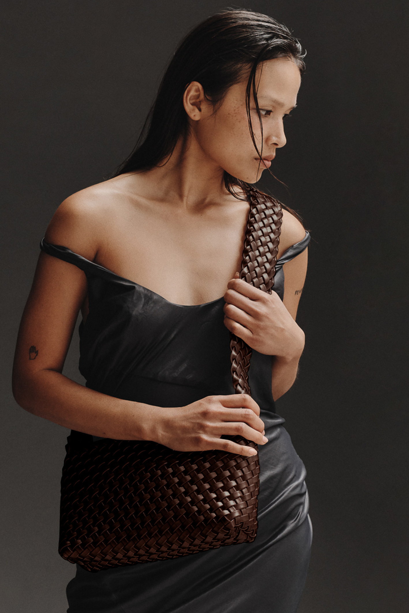 Luca Woven Crossbody Chocolate