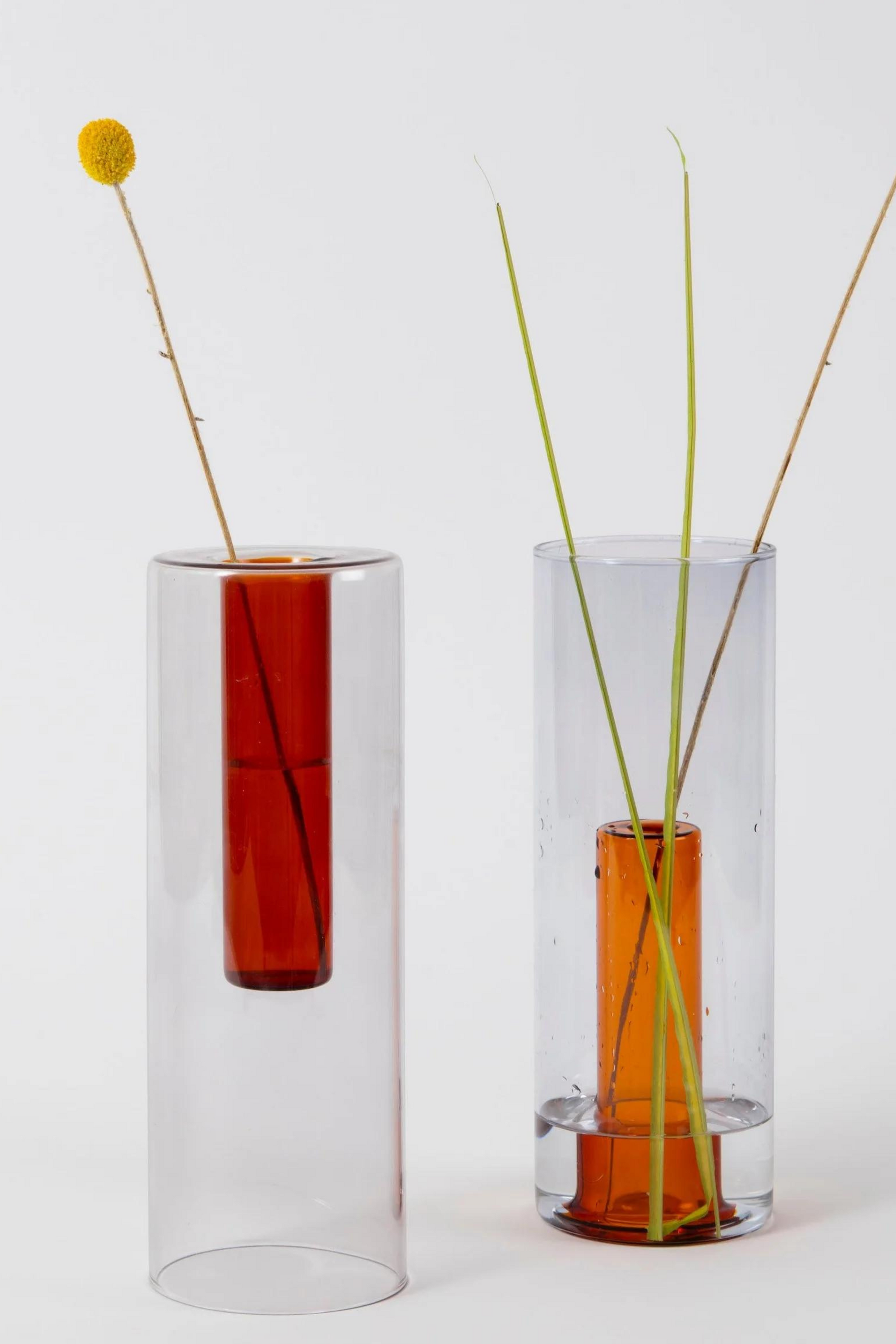 Reversible Glass Vase Grey/Orange