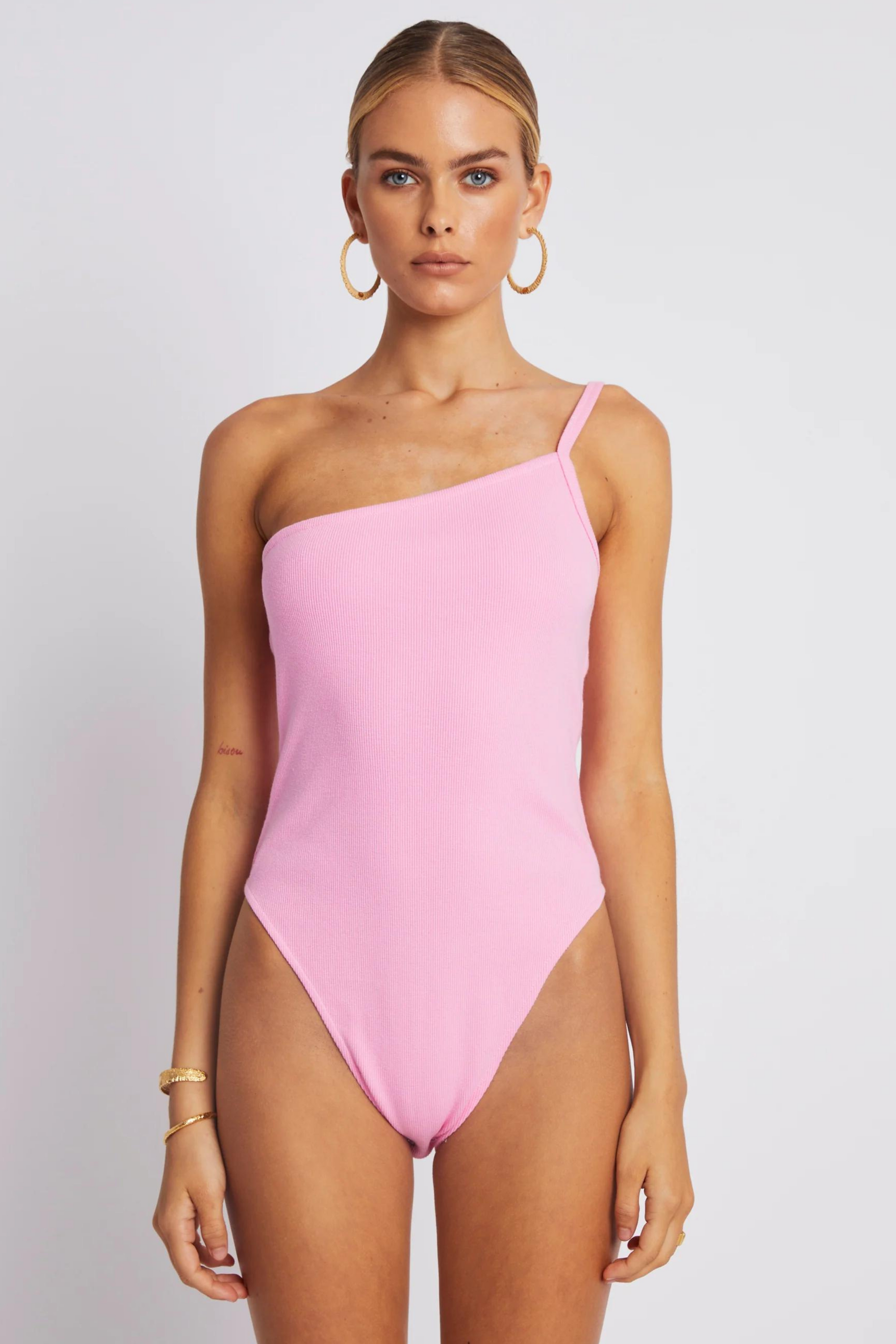 One Shoulder Bodysuit Candy Pink