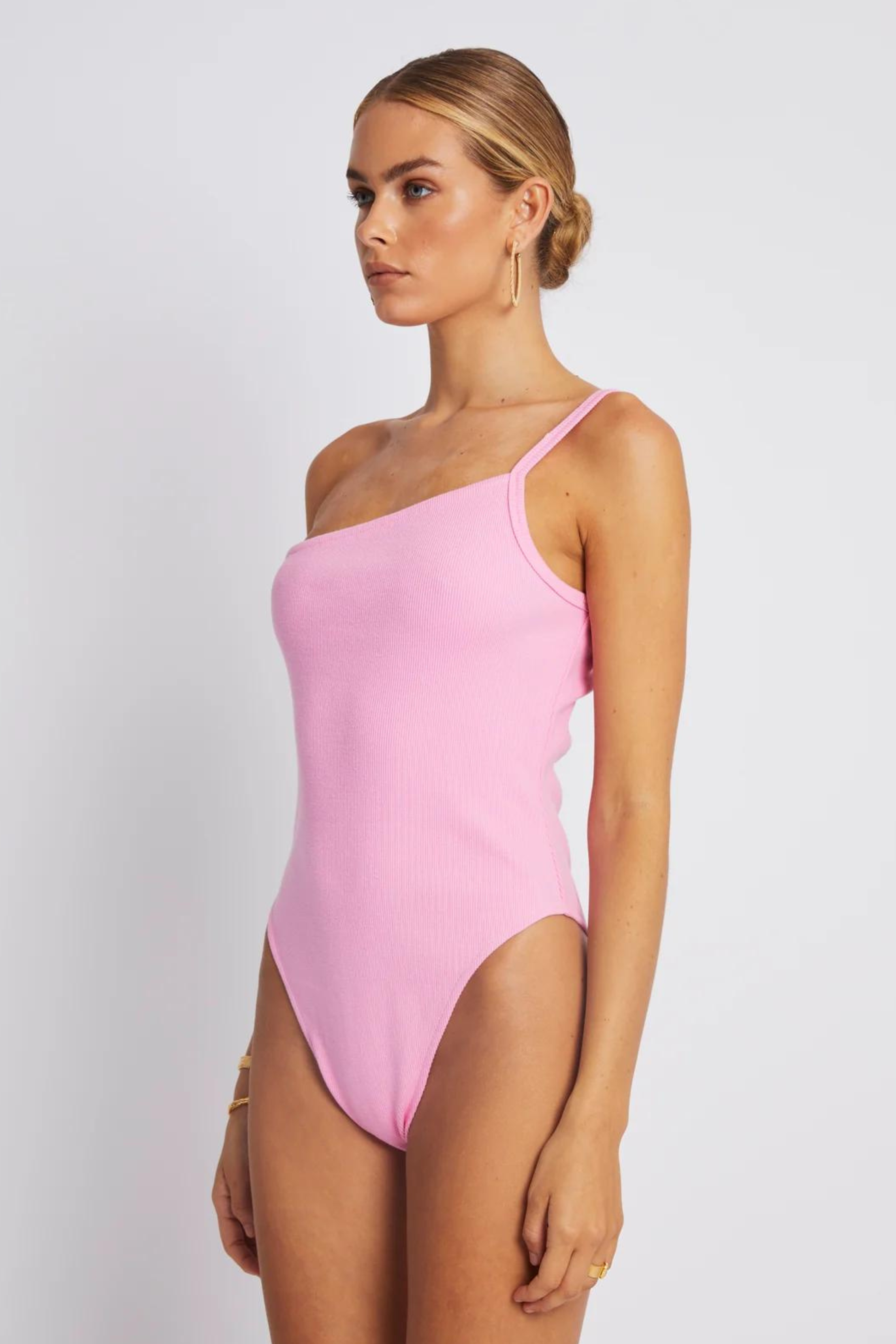 One Shoulder Bodysuit Candy Pink