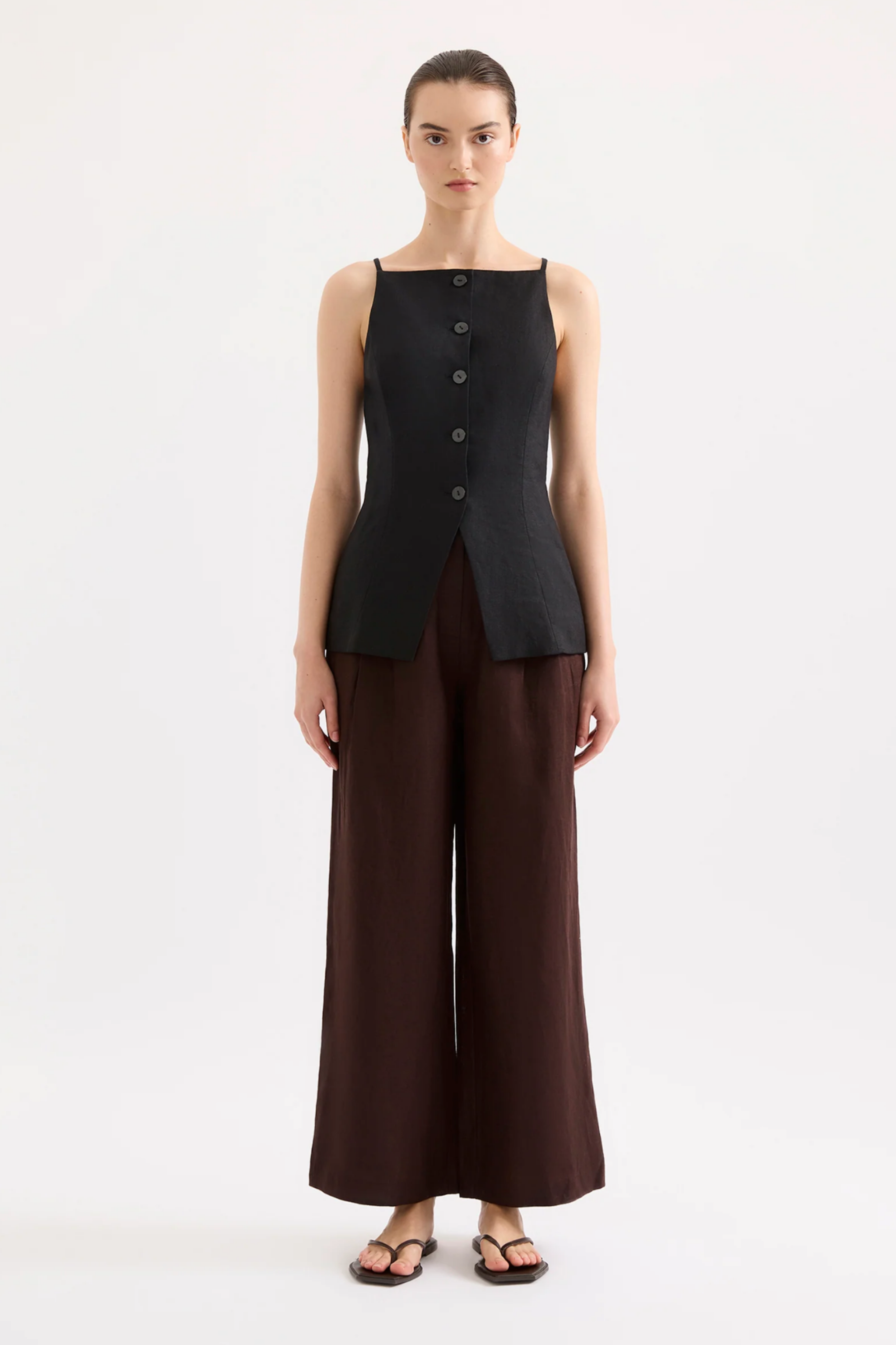 Lawrence Linen Vest Black