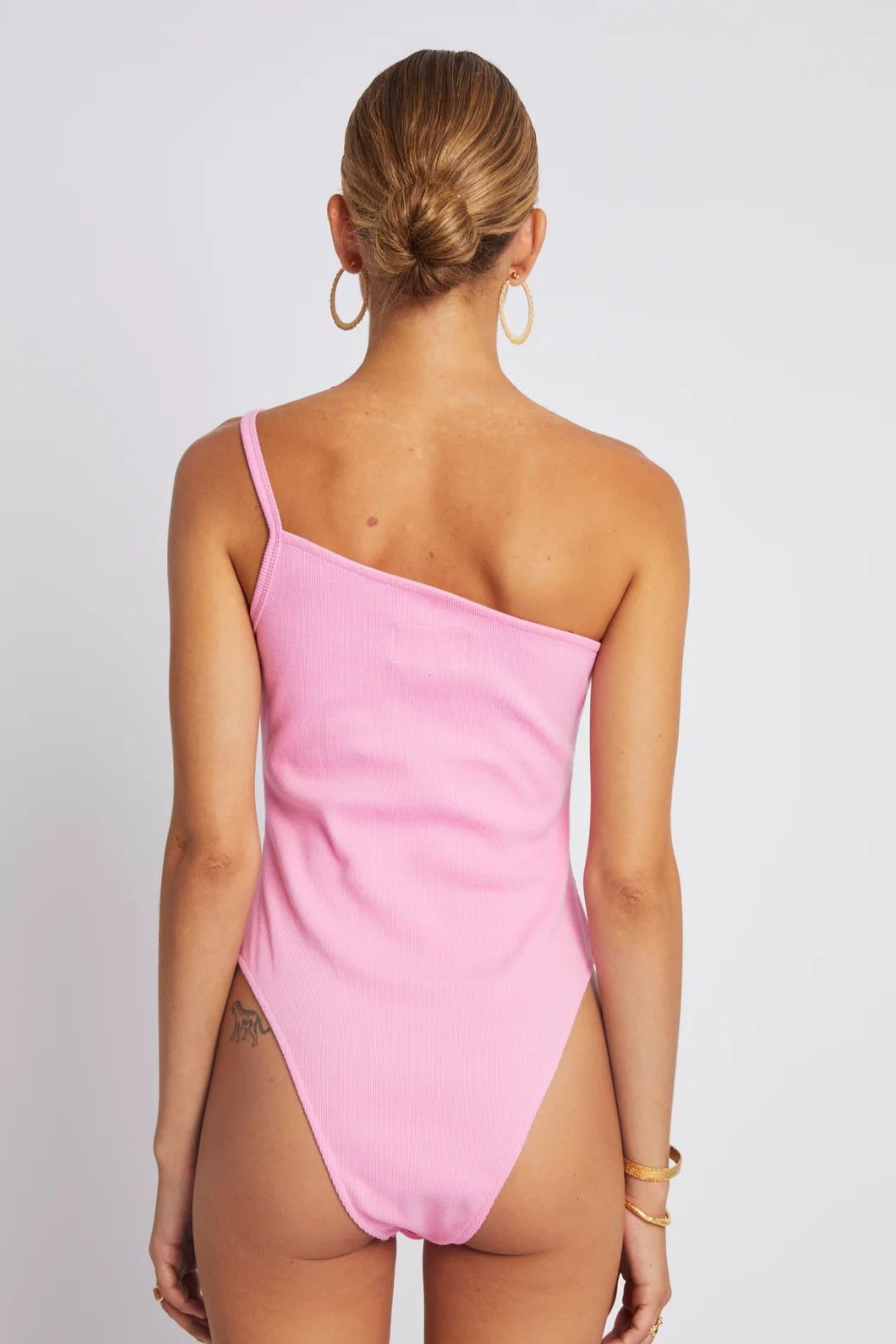 One Shoulder Bodysuit Candy Pink