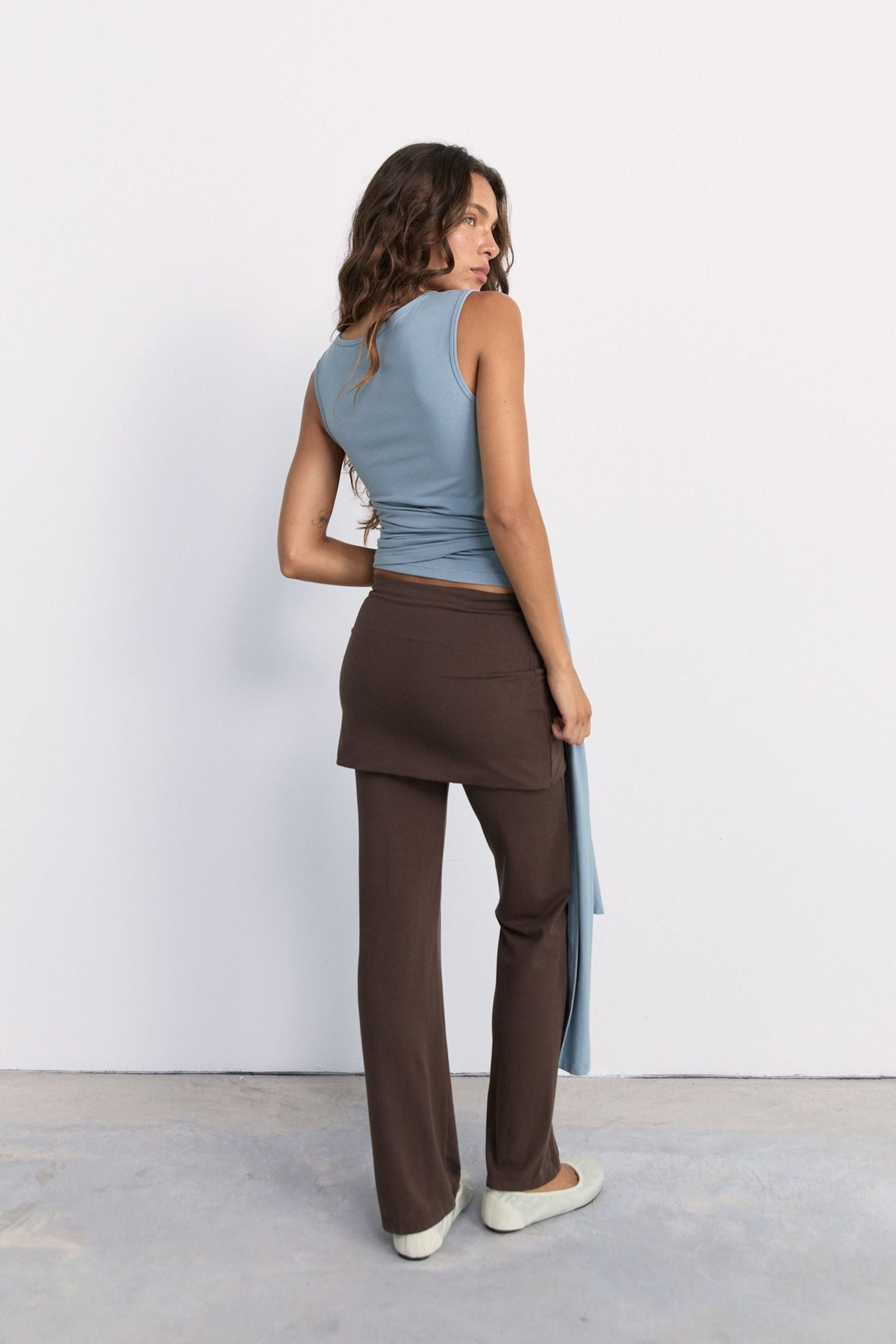 Belted Wrap Around Tank Washed Blue