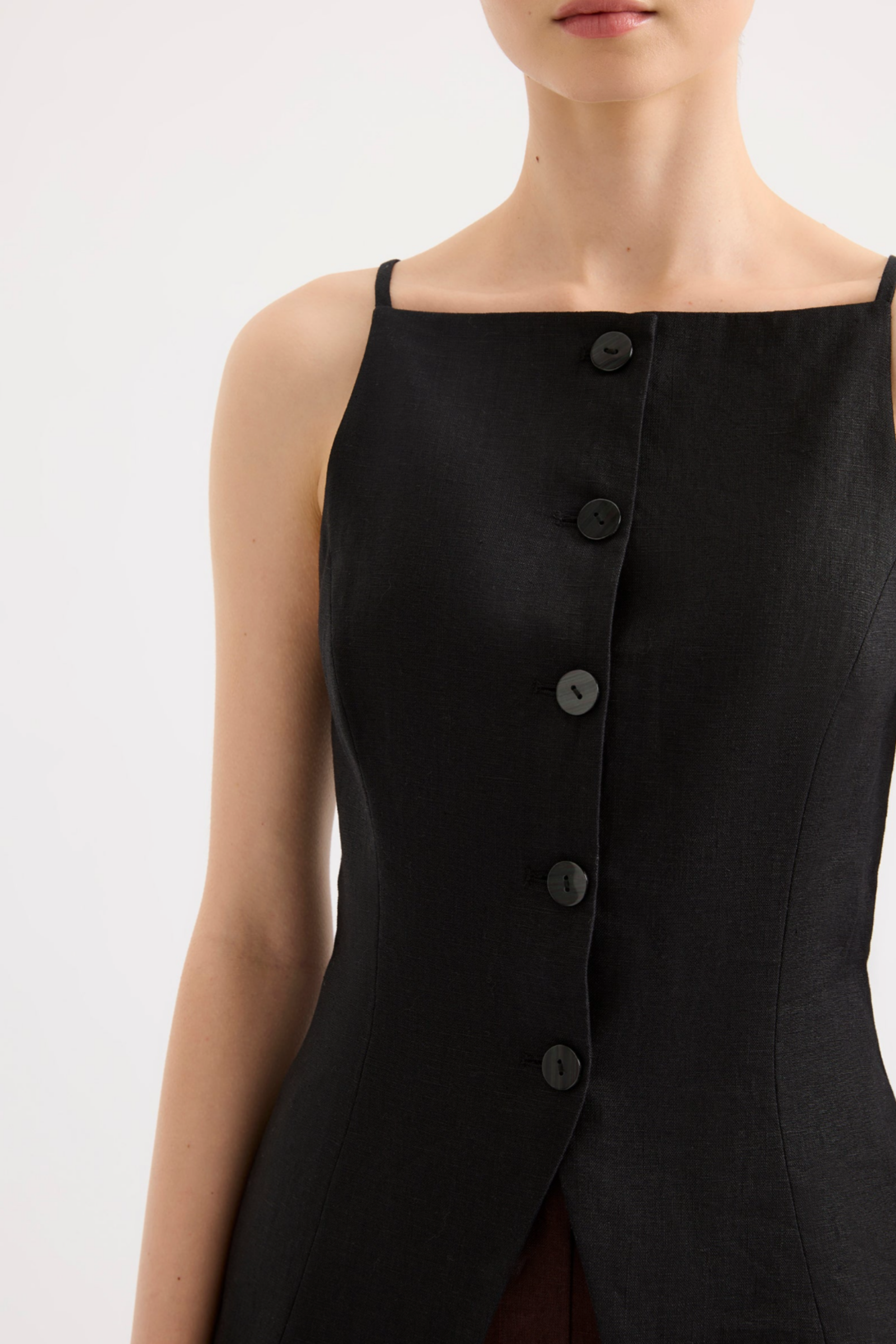 Lawrence Linen Vest Black