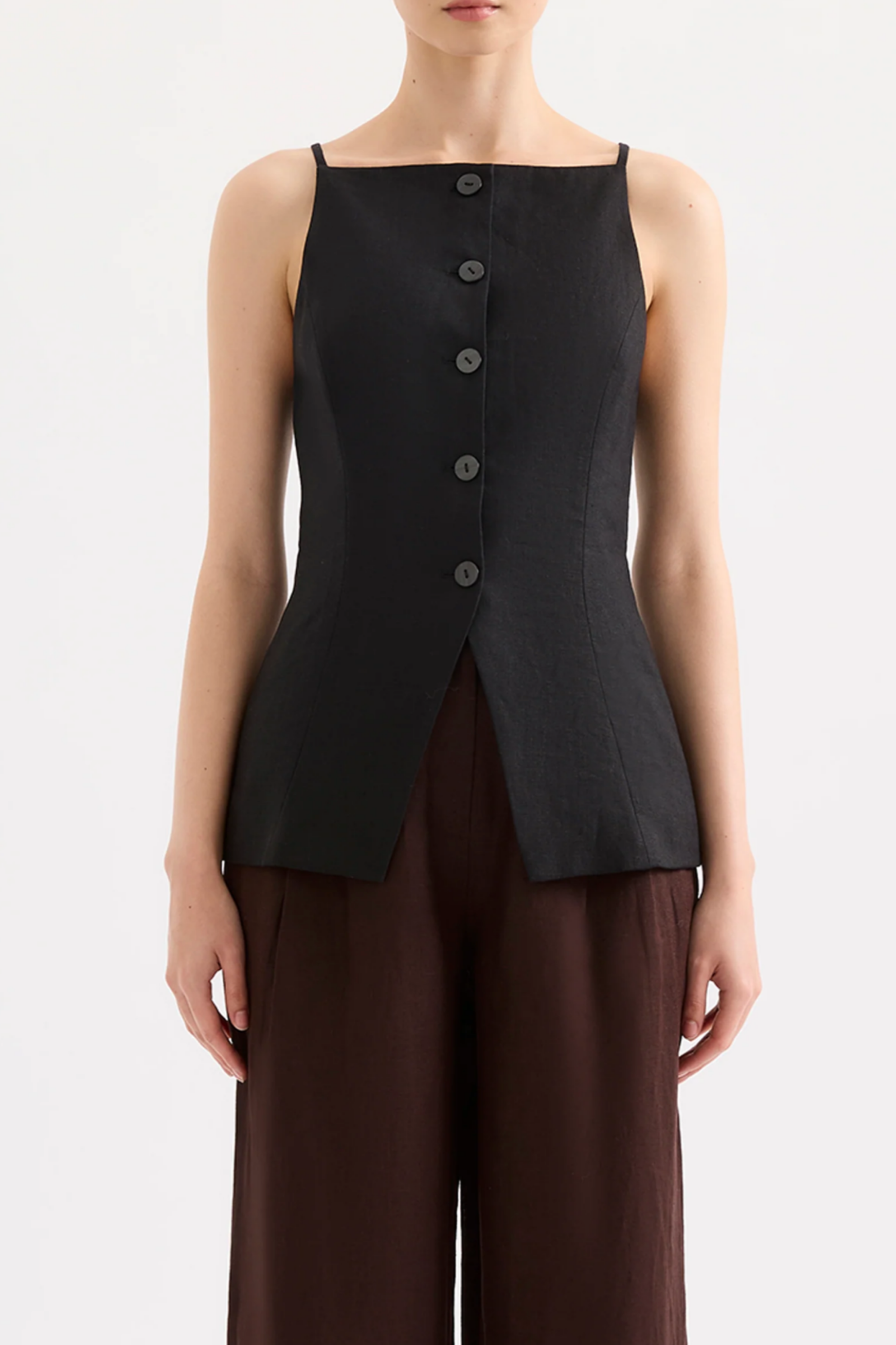 Lawrence Linen Vest Black