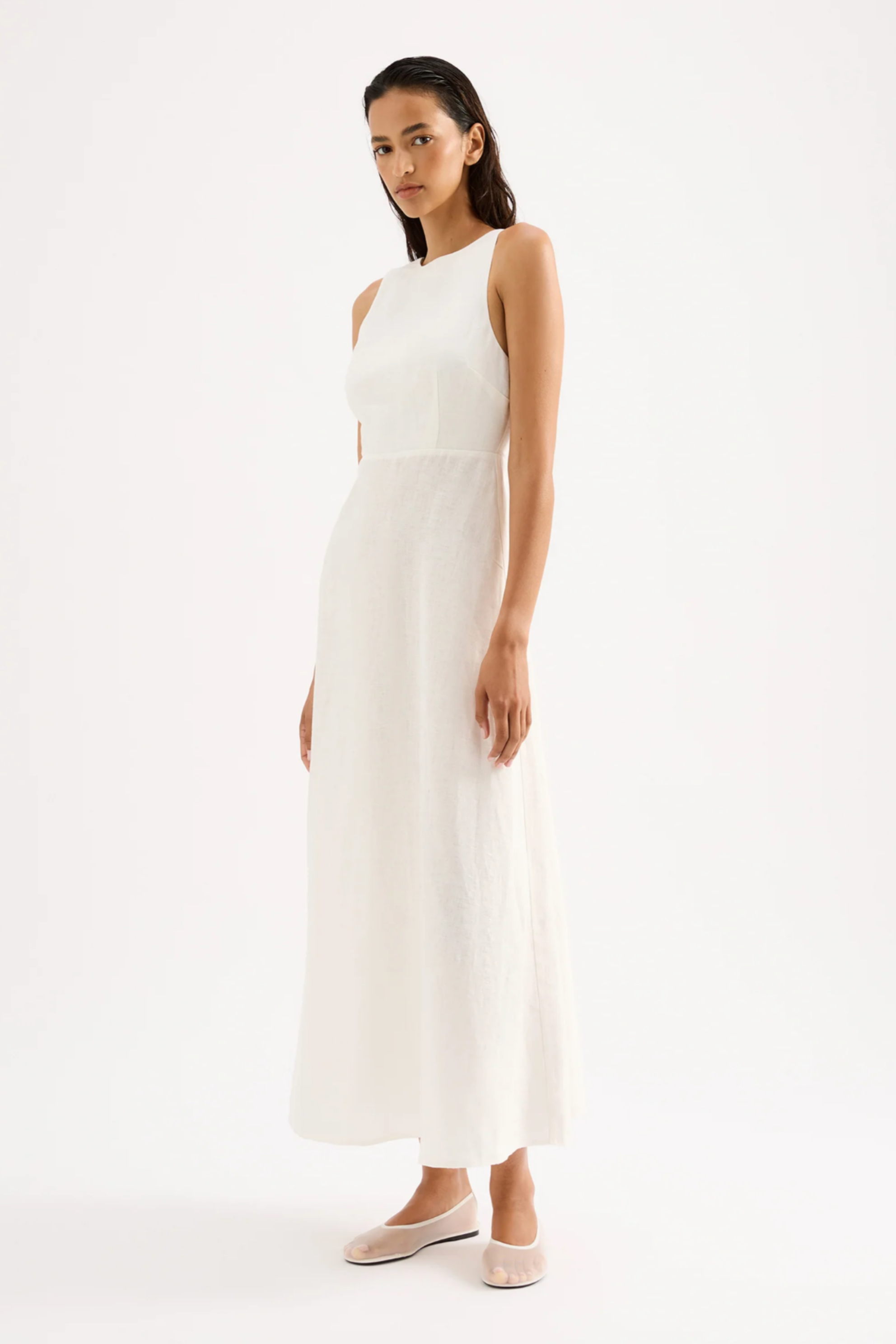 Gael Linen Maxi Dress White