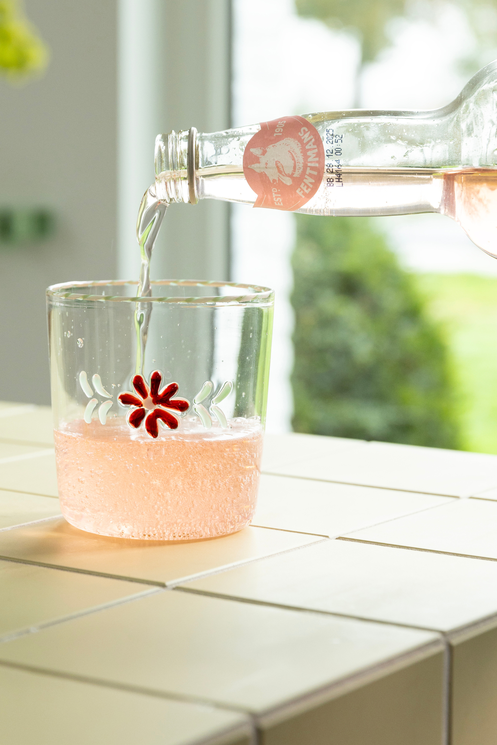 Glass Flora Red Set of 2