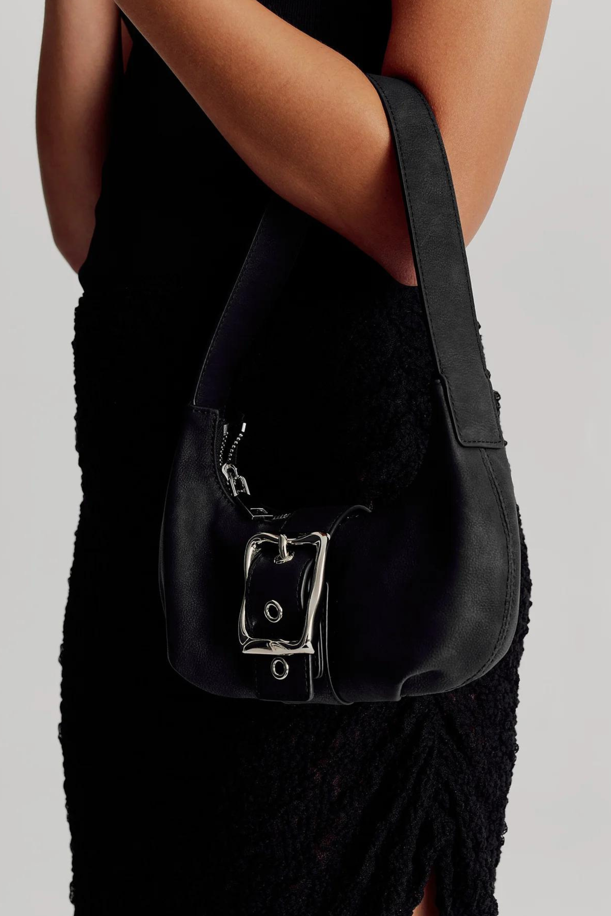 Everyday Mini Baguette Bag Black Suede