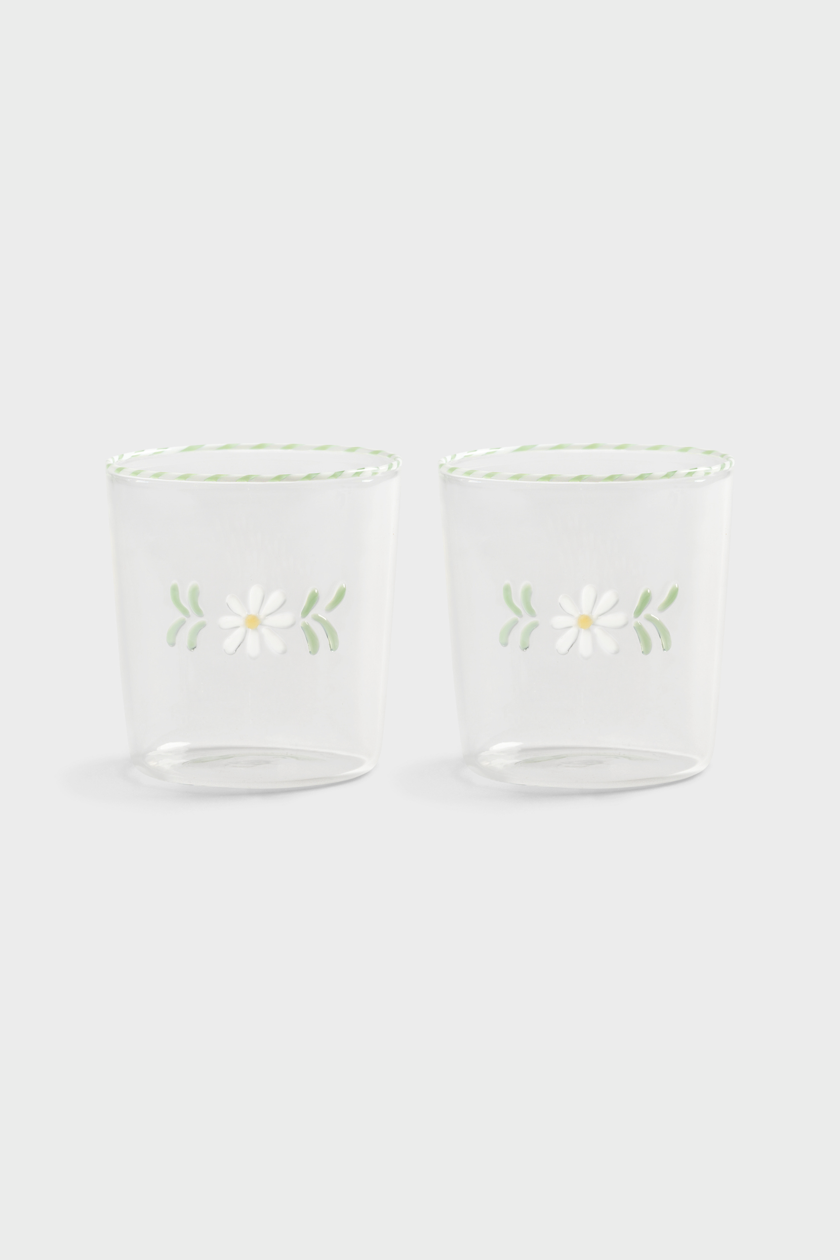Glass Flora White Set of 2