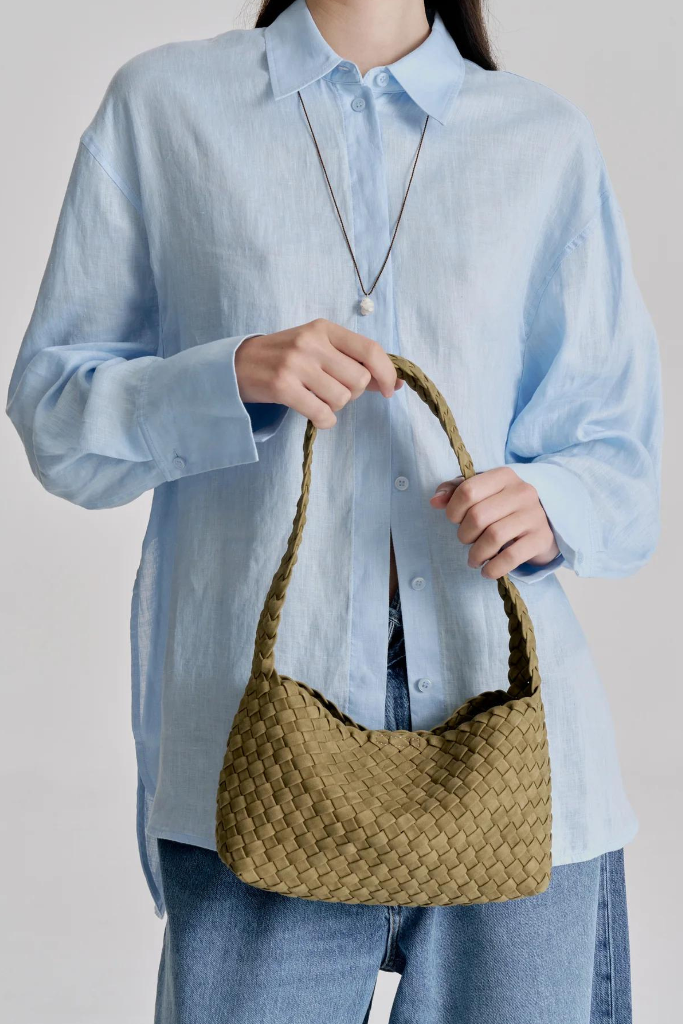 Luca Woven Shoulder Bag Moss