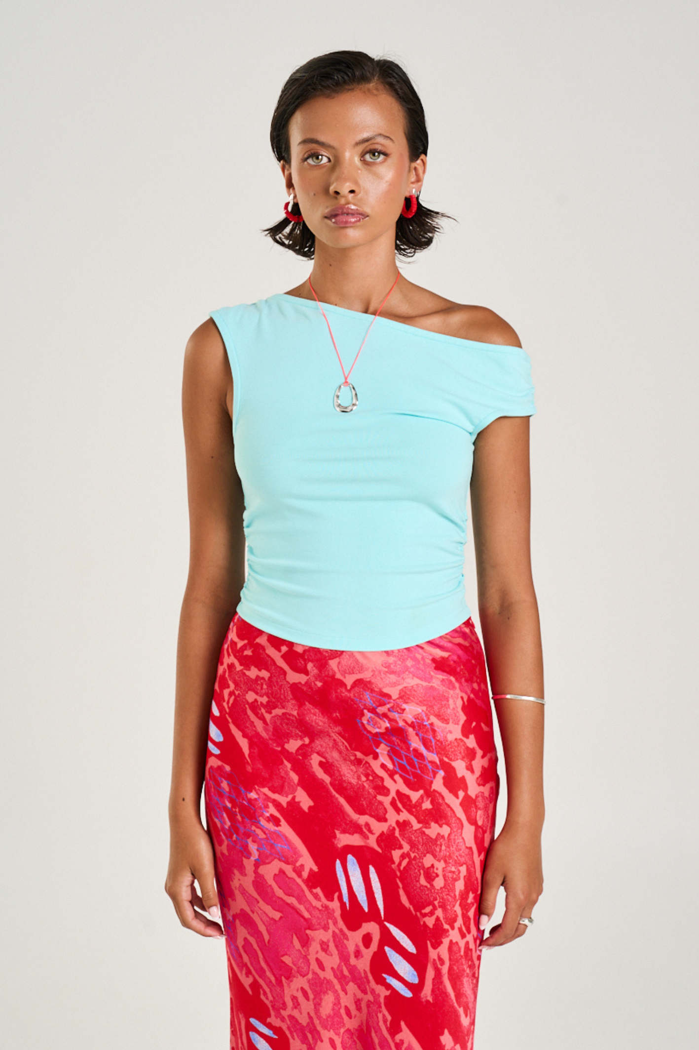 Off Shoulder Tank Aqua