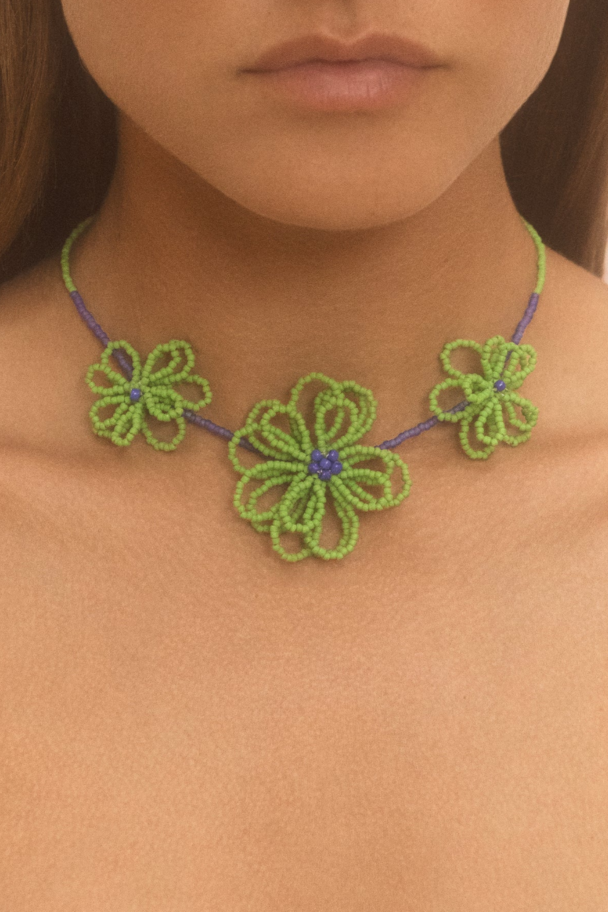 Loula Flower Necklace Emerald