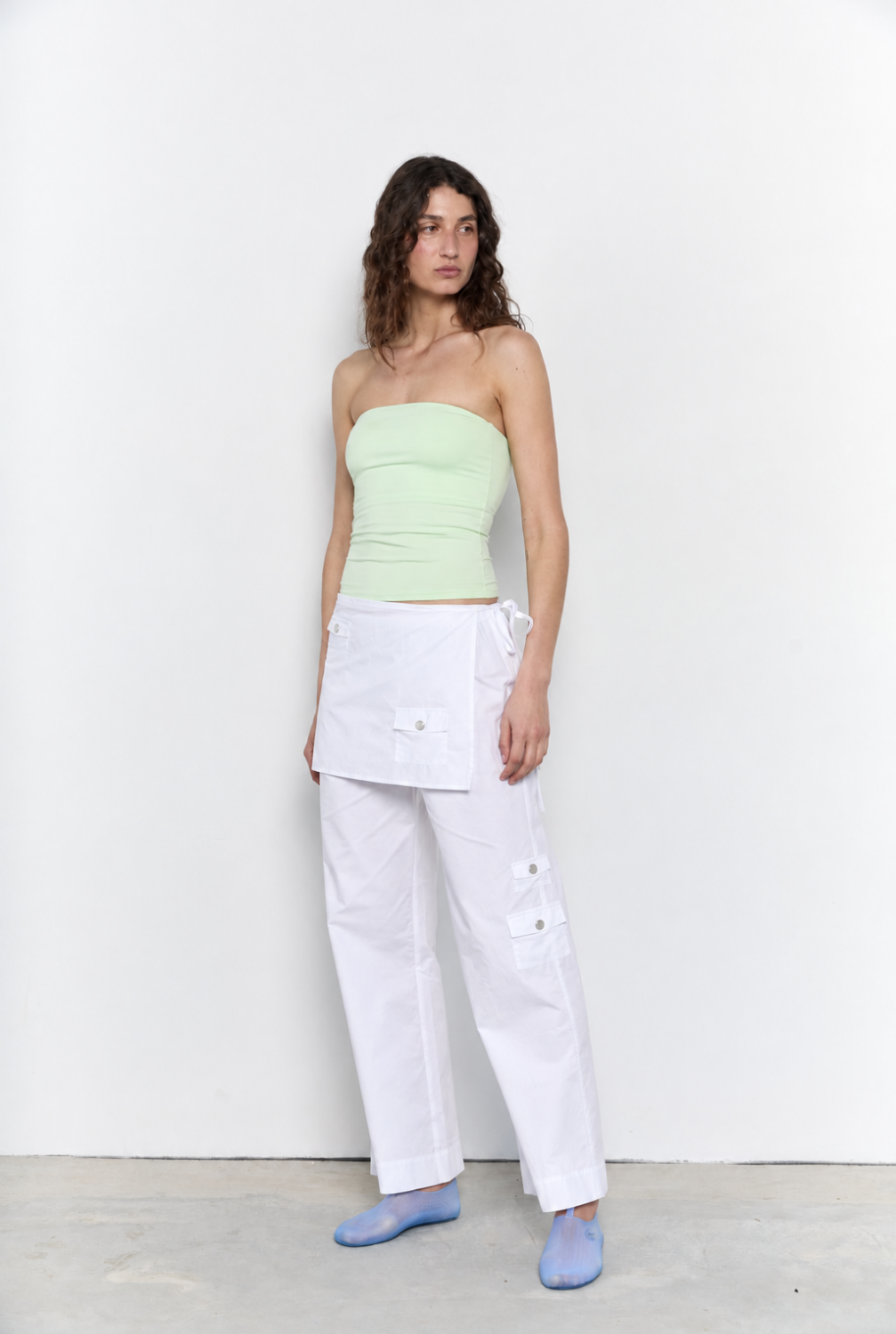 Wide Leg Pant With Skirt White