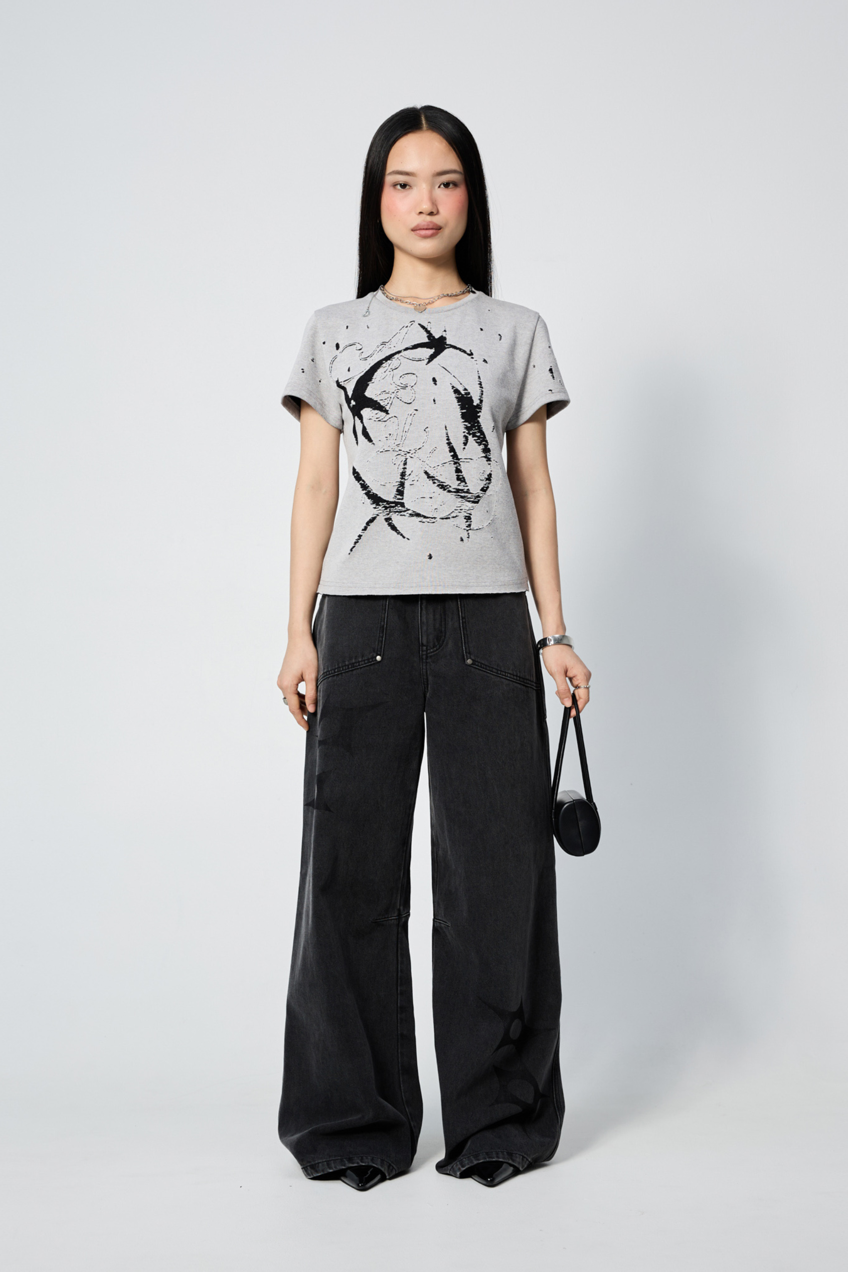 Burnout Tshirt Grey Constellation