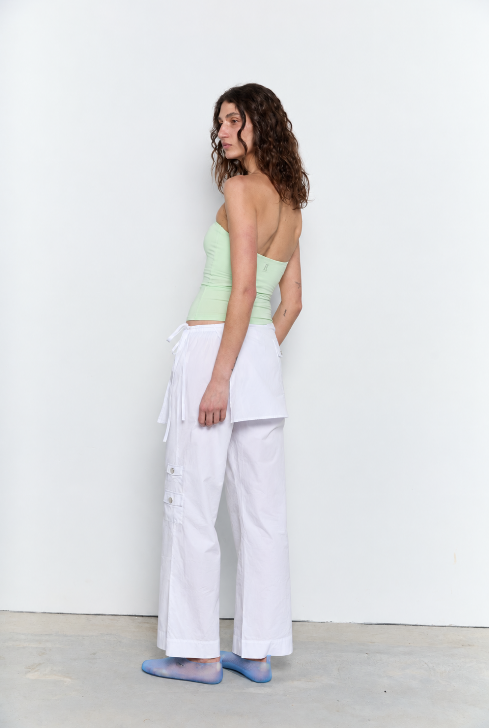 Wide Leg Pant With Skirt White