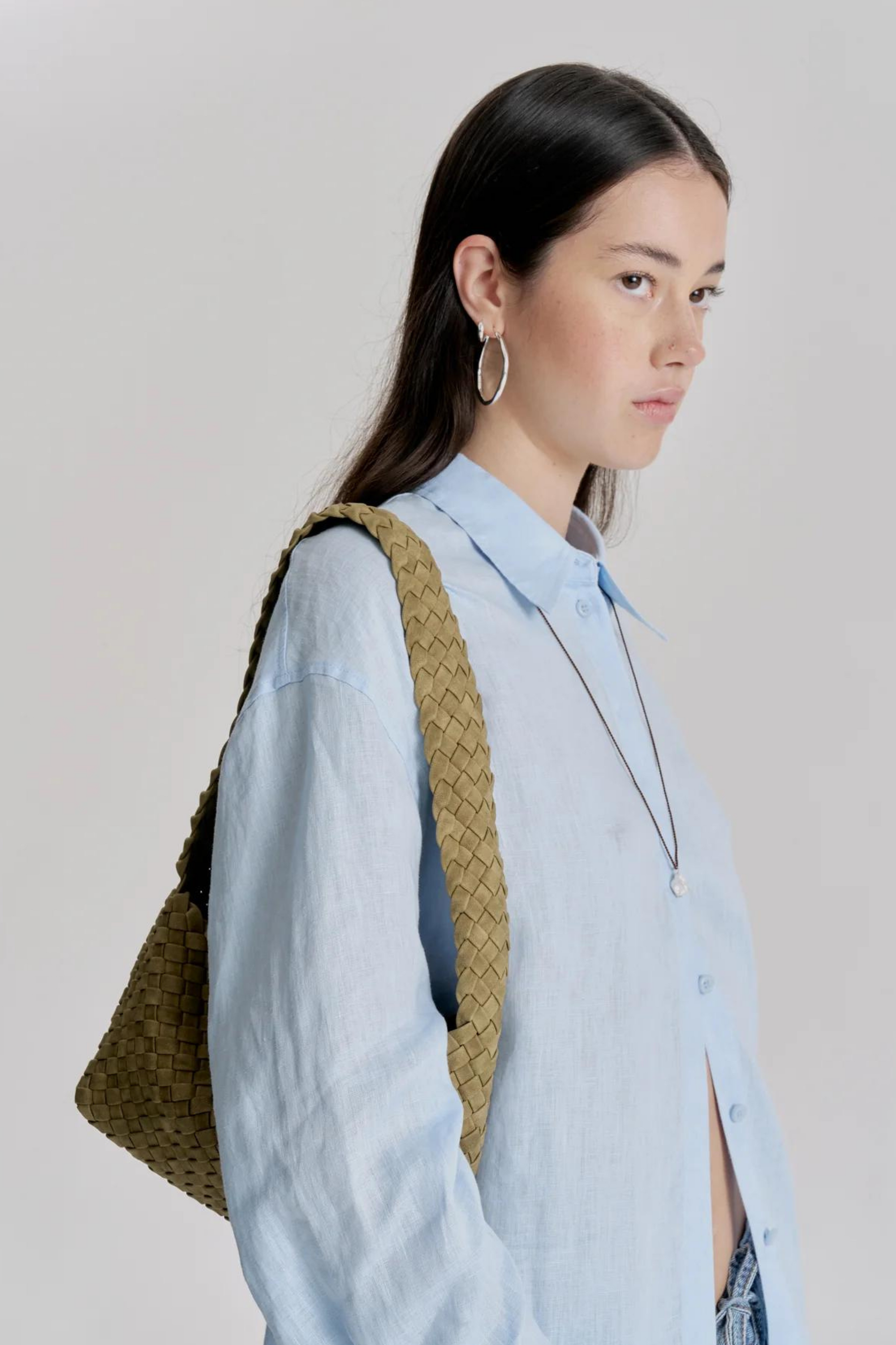 Luca Woven Shoulder Bag Moss