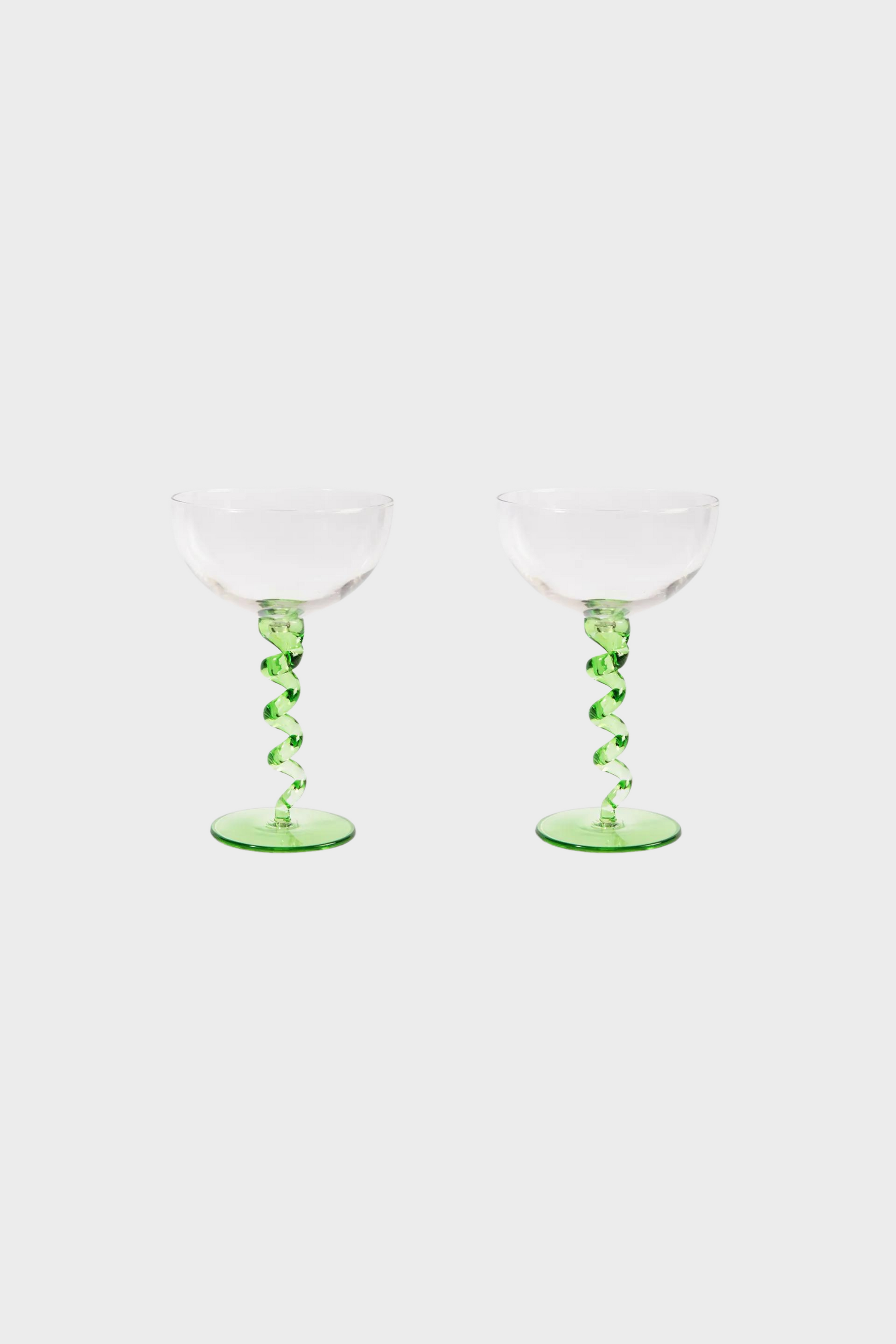 Coupe Spiral Green Set of Two