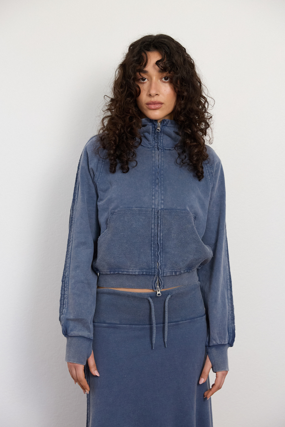 Zip Up Hoodie Sky Acid Wash