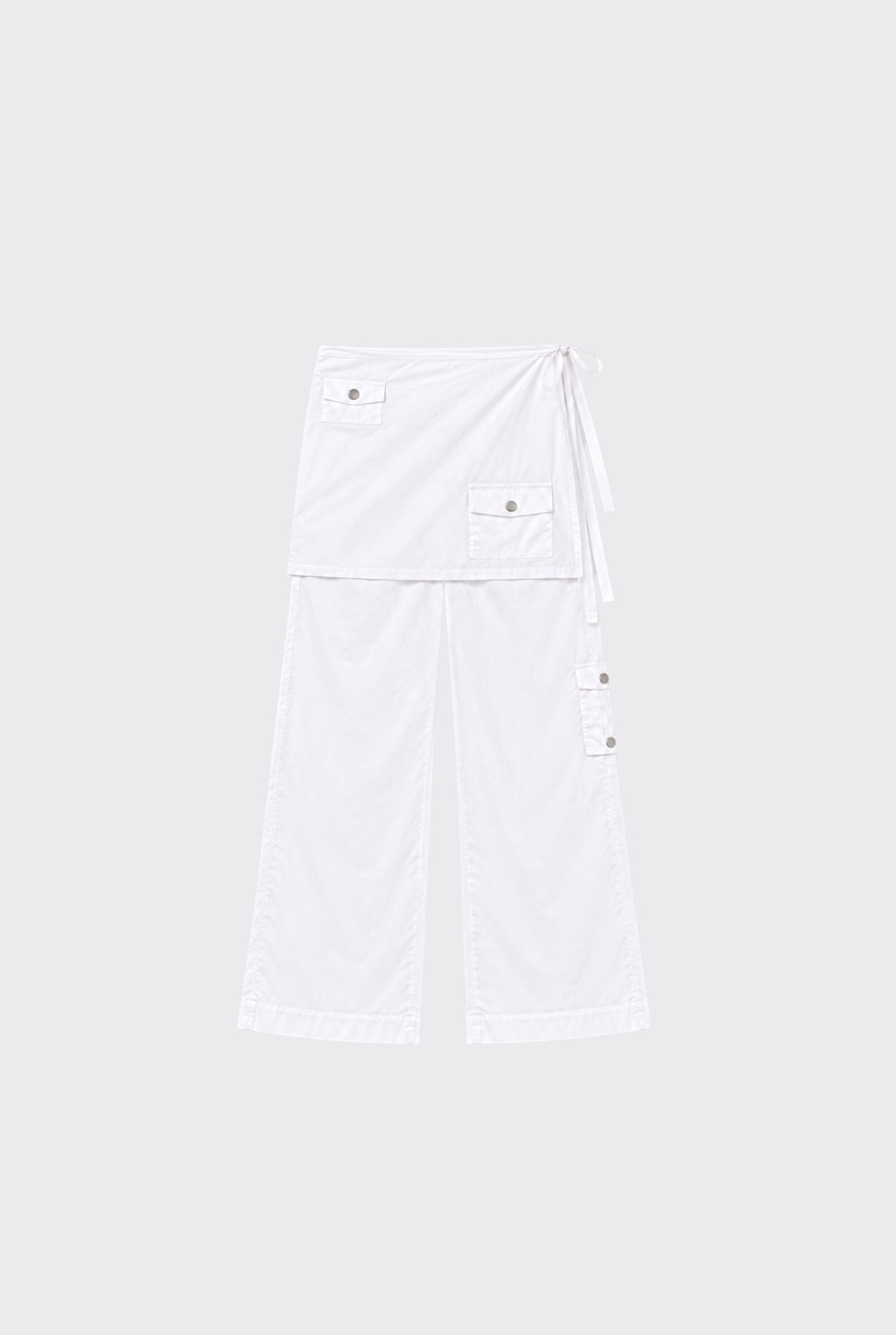 Wide Leg Pant With Skirt White