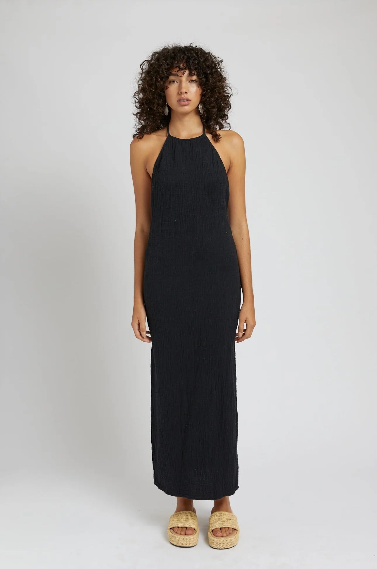 Backless Halter Dress Charcoal