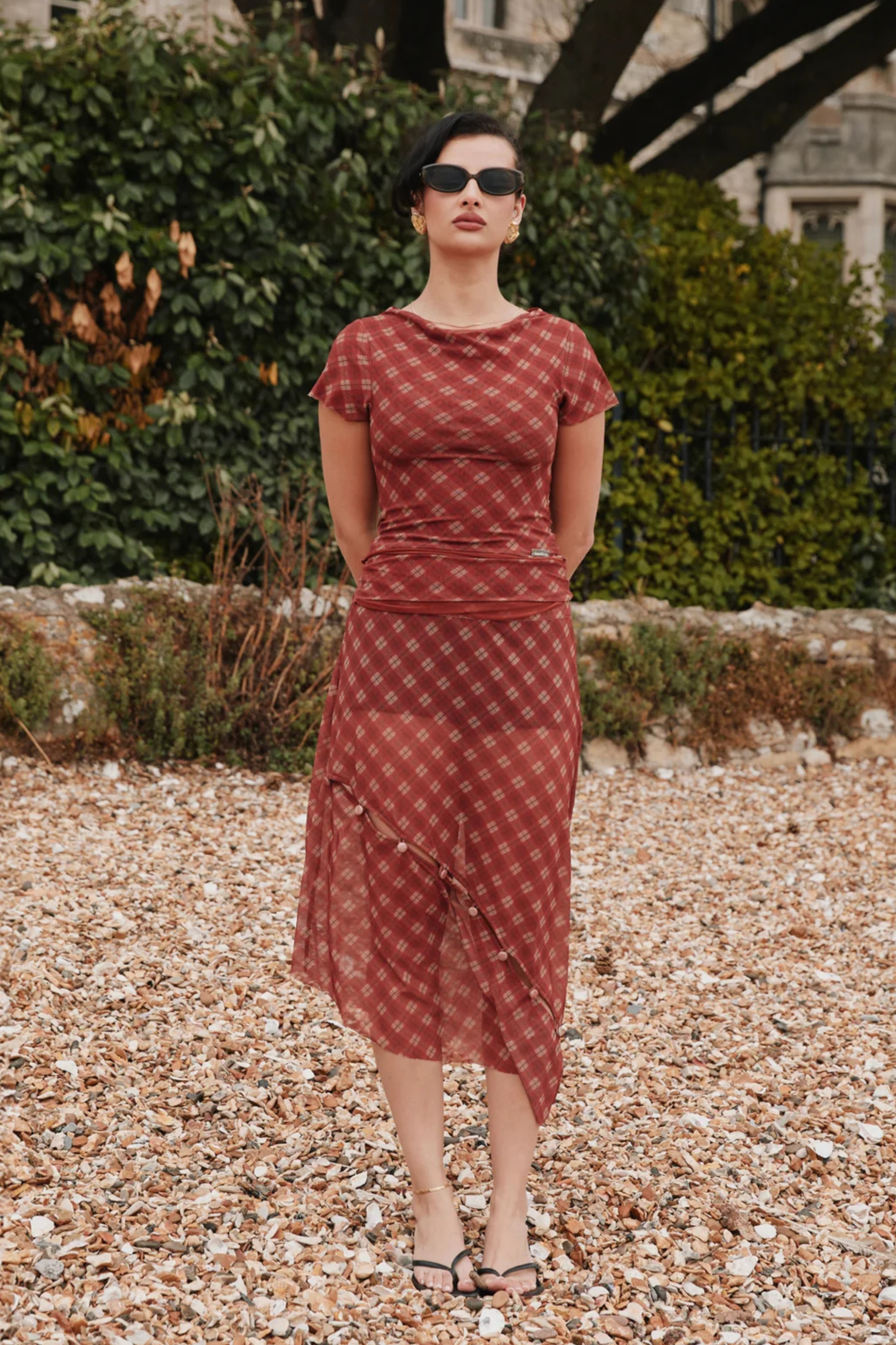 Mesh Skirt Retro Check