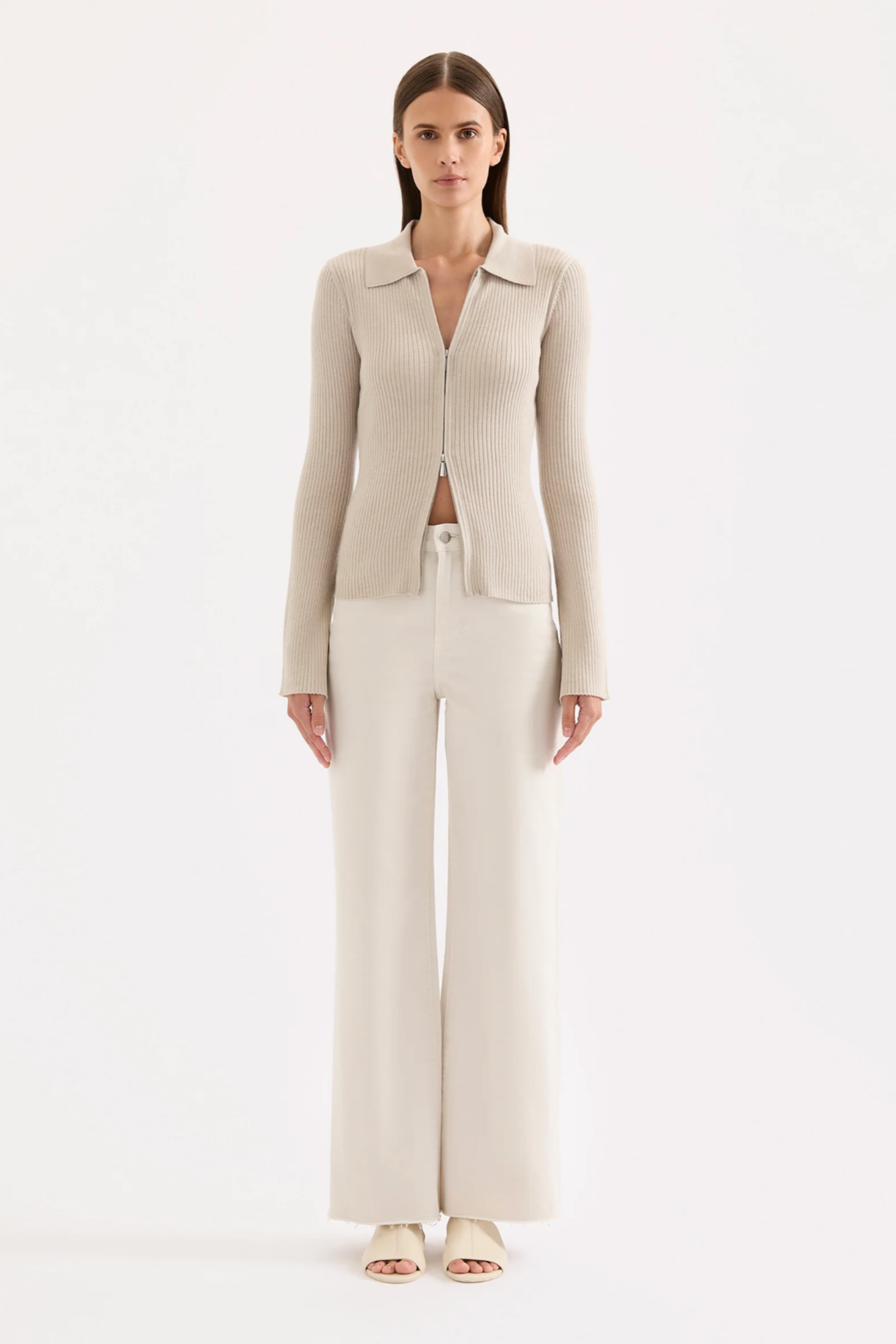 Betina Zip Front Knit Mink