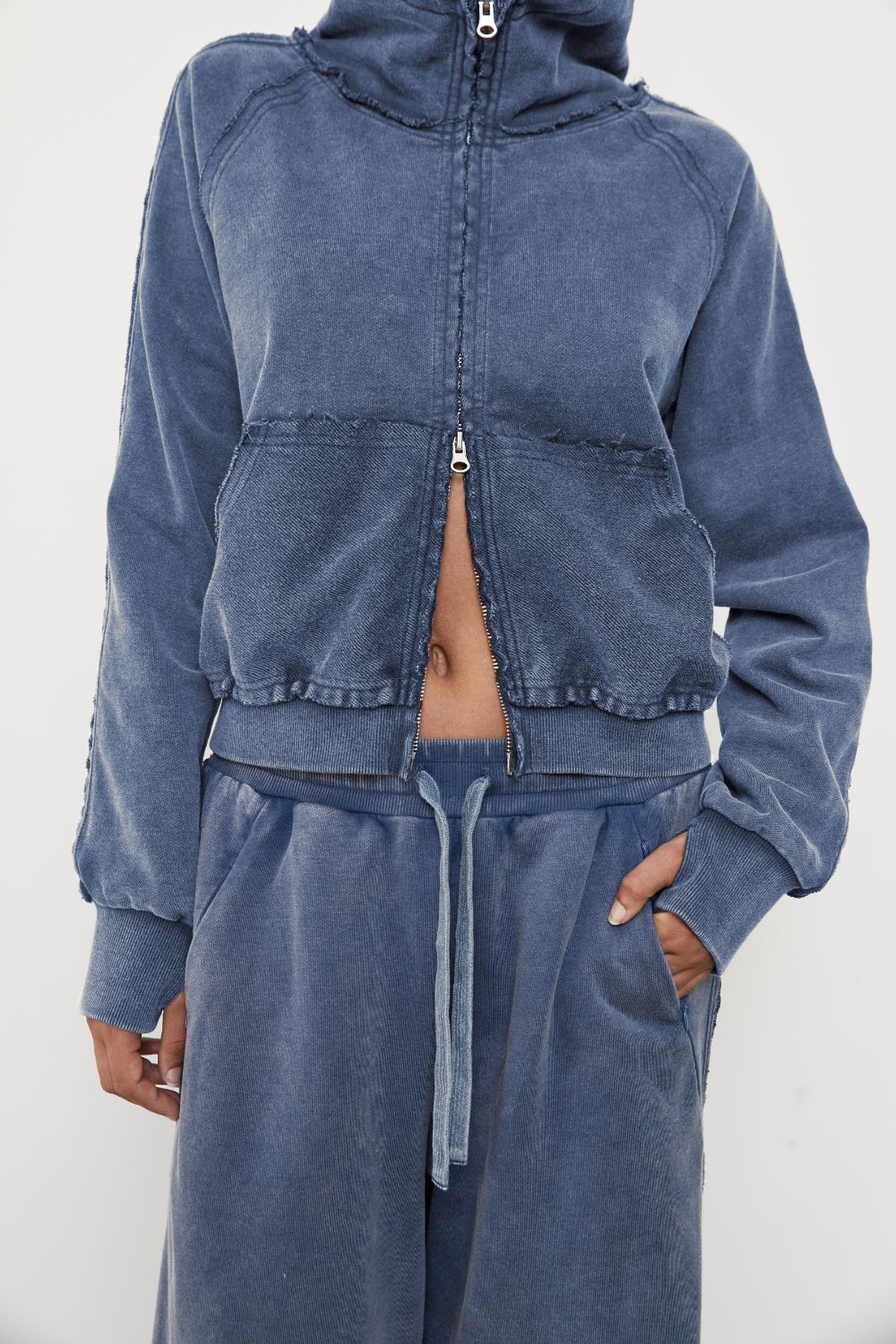 Zip Up Hoodie Sky Acid Wash