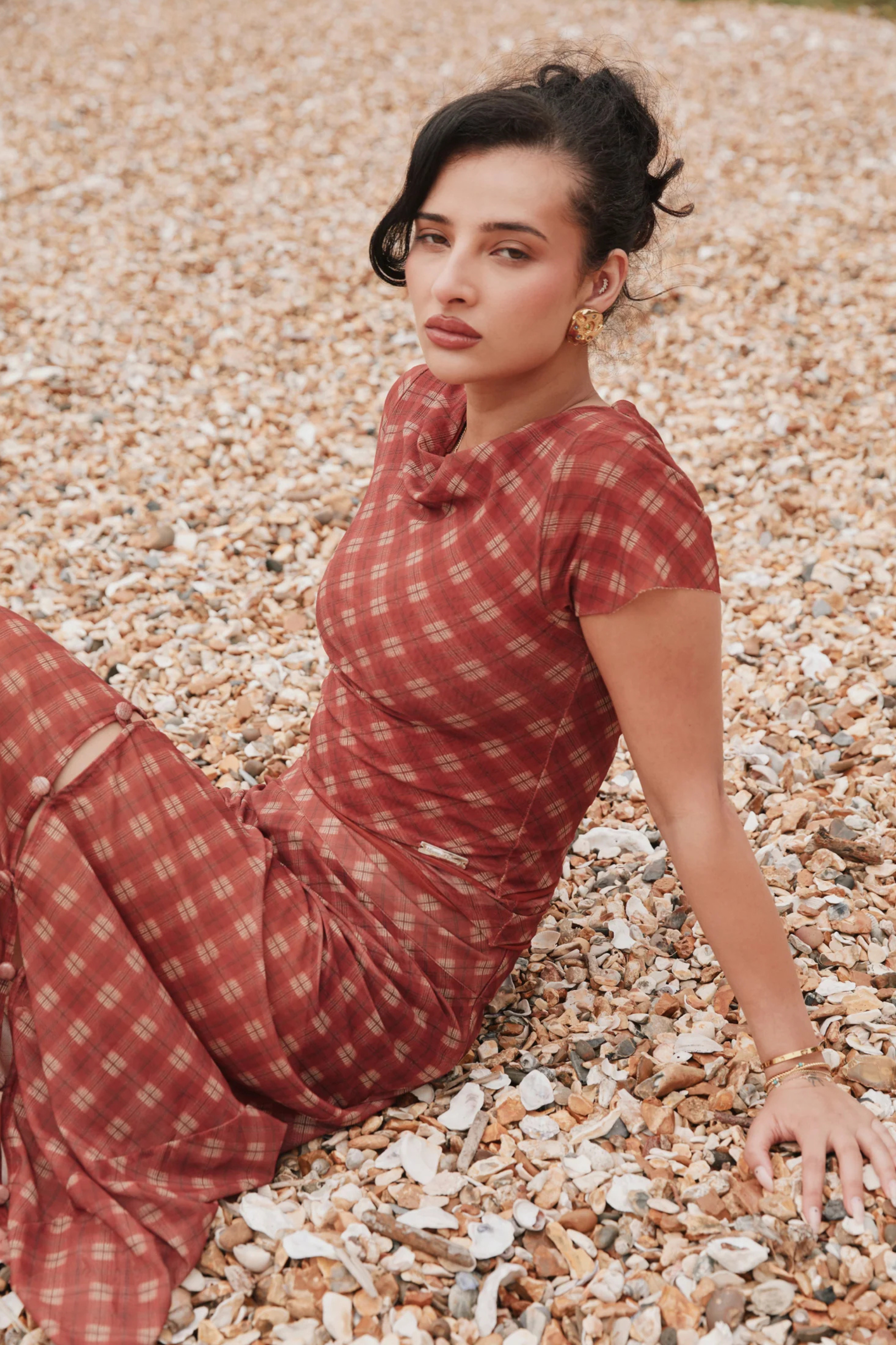 Mesh Skirt Retro Check