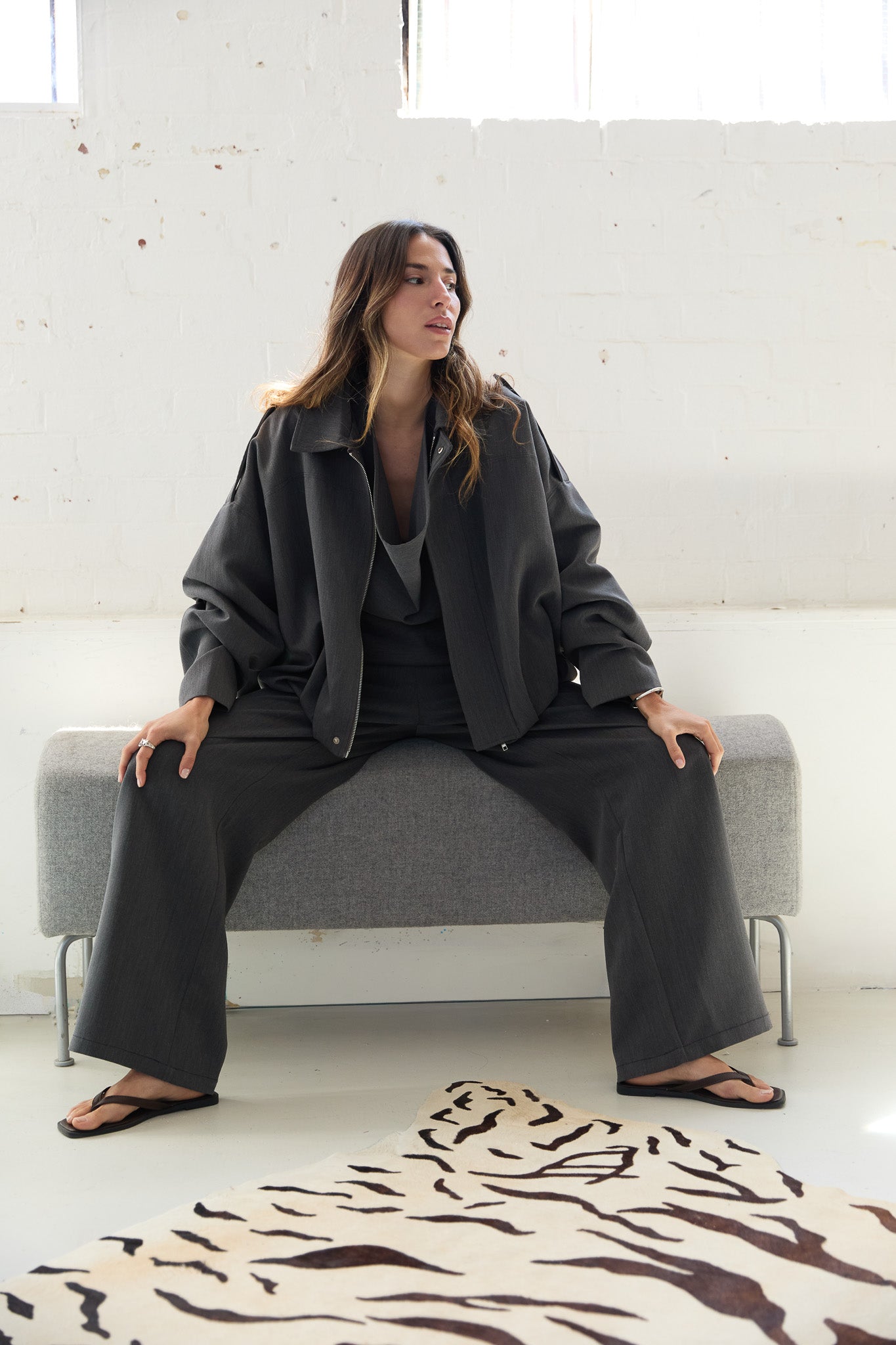 Gigi Bomber Jacket Steel Grey