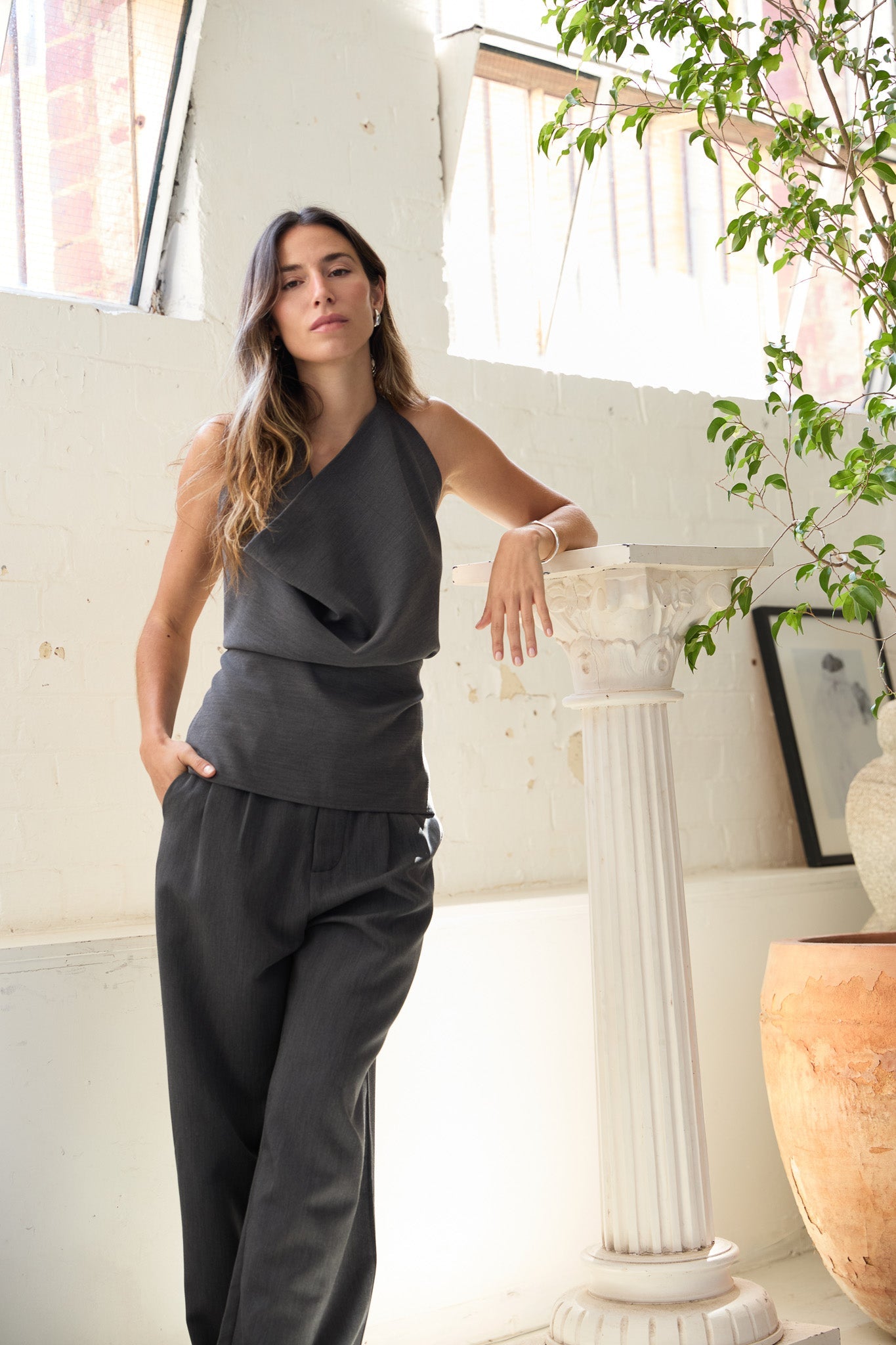 Melissa Tie Top Steel Grey